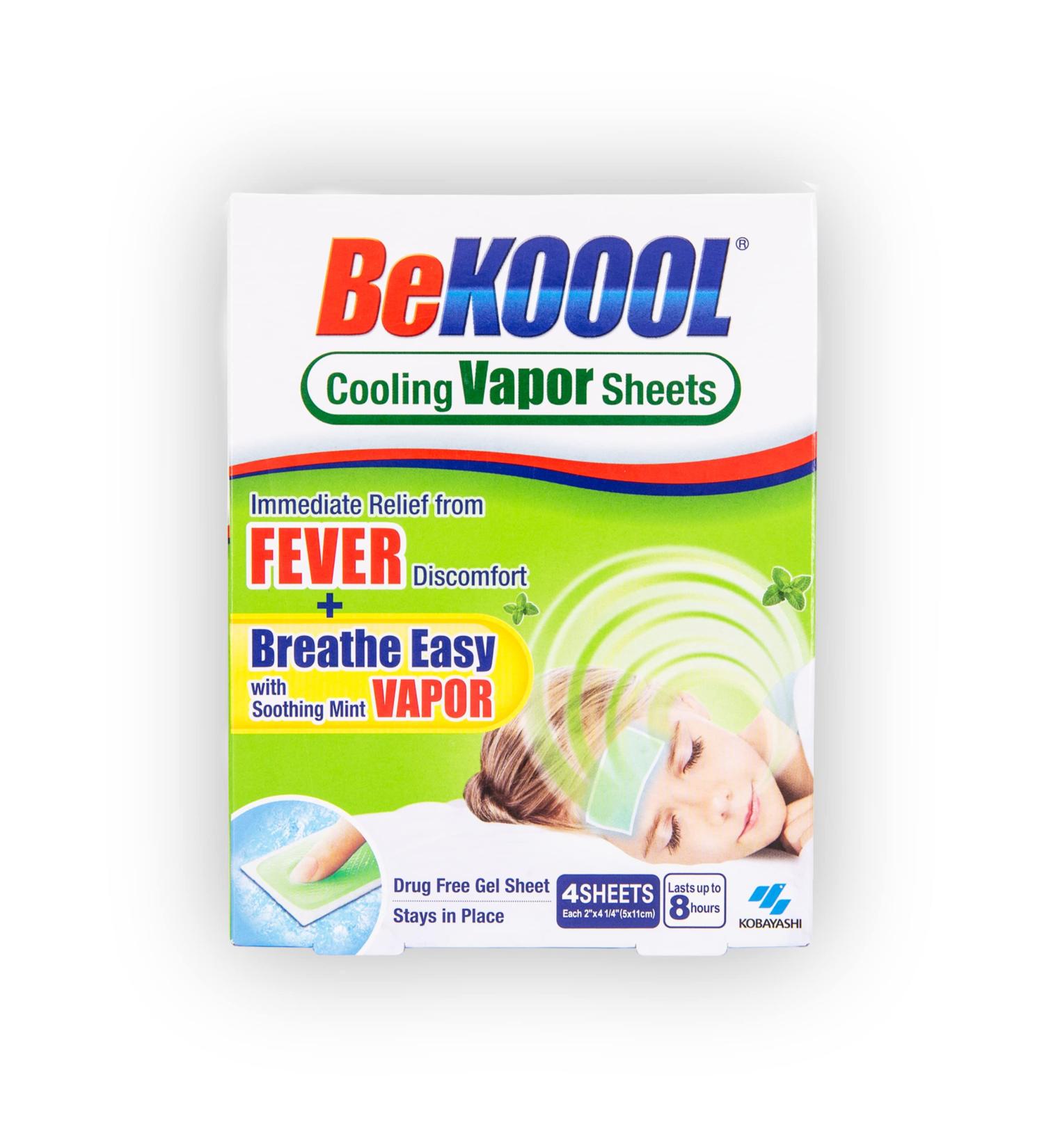 BeKoool Kids Fever Cooling Mint Vapor Sheets | 4 Count - Non-Medicated Fever Relief - Buy Online on GoSupps.com