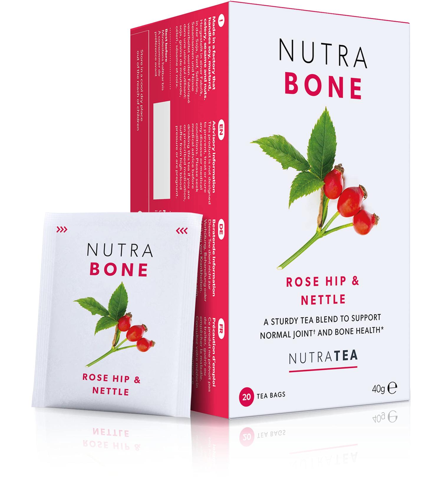 Nutra Tea NutraBone - Bone Health Tea with Ginkgo Biloba, Rosehip & Devil's Claw - 20 Enveloped Tea Bags - Support Bone Density & Joint Care - Herbal Tea 20 Count - Buy Online on GoSupps.com