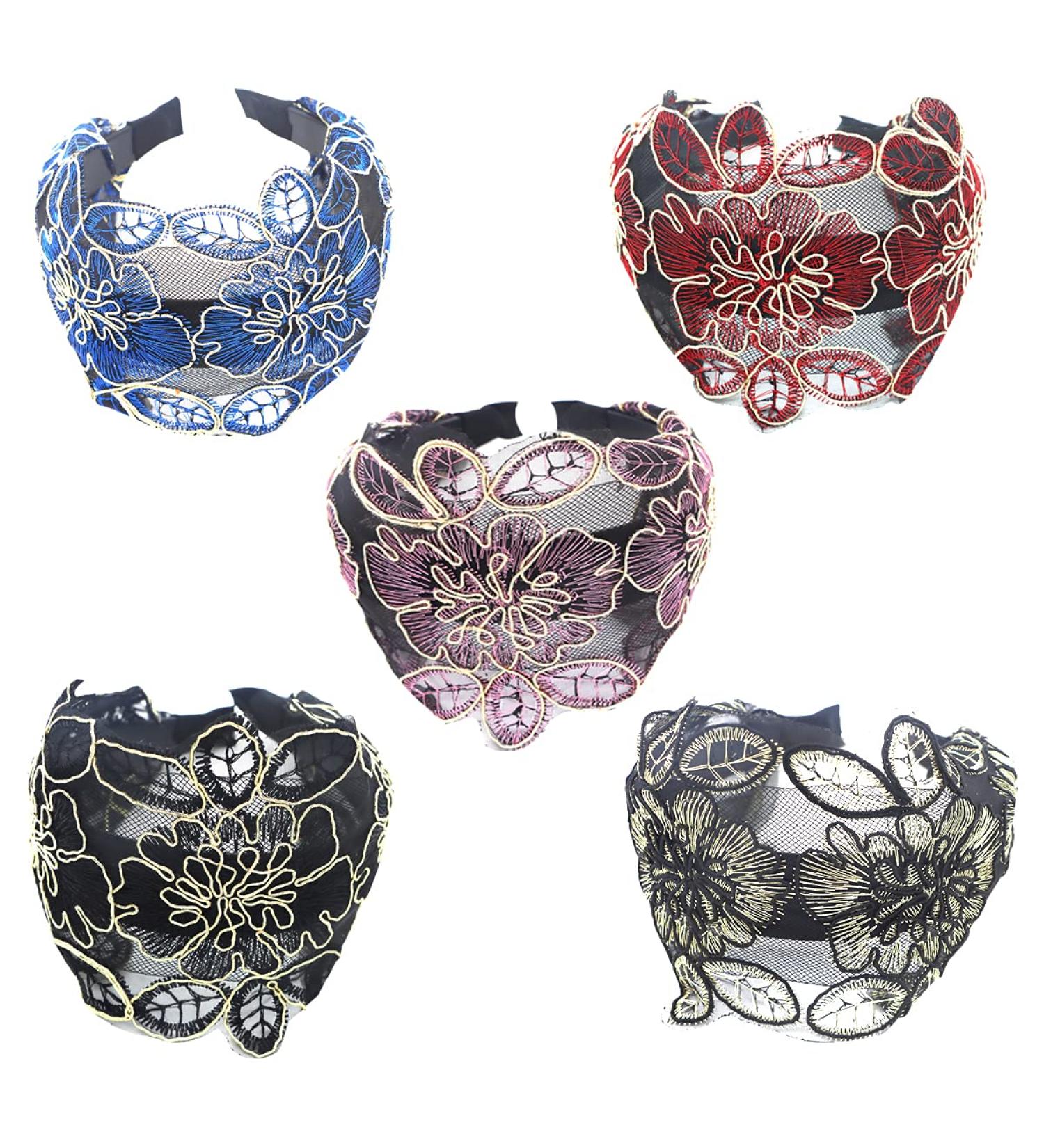 Misgirlot Wide Lace Headband 5Pcs - Fashion Hair Accessories for Women and Girls - Elastic Hairbands with Teeth - Great Thanksgiving Birthday Gift - Buy Online on GoSupps.com