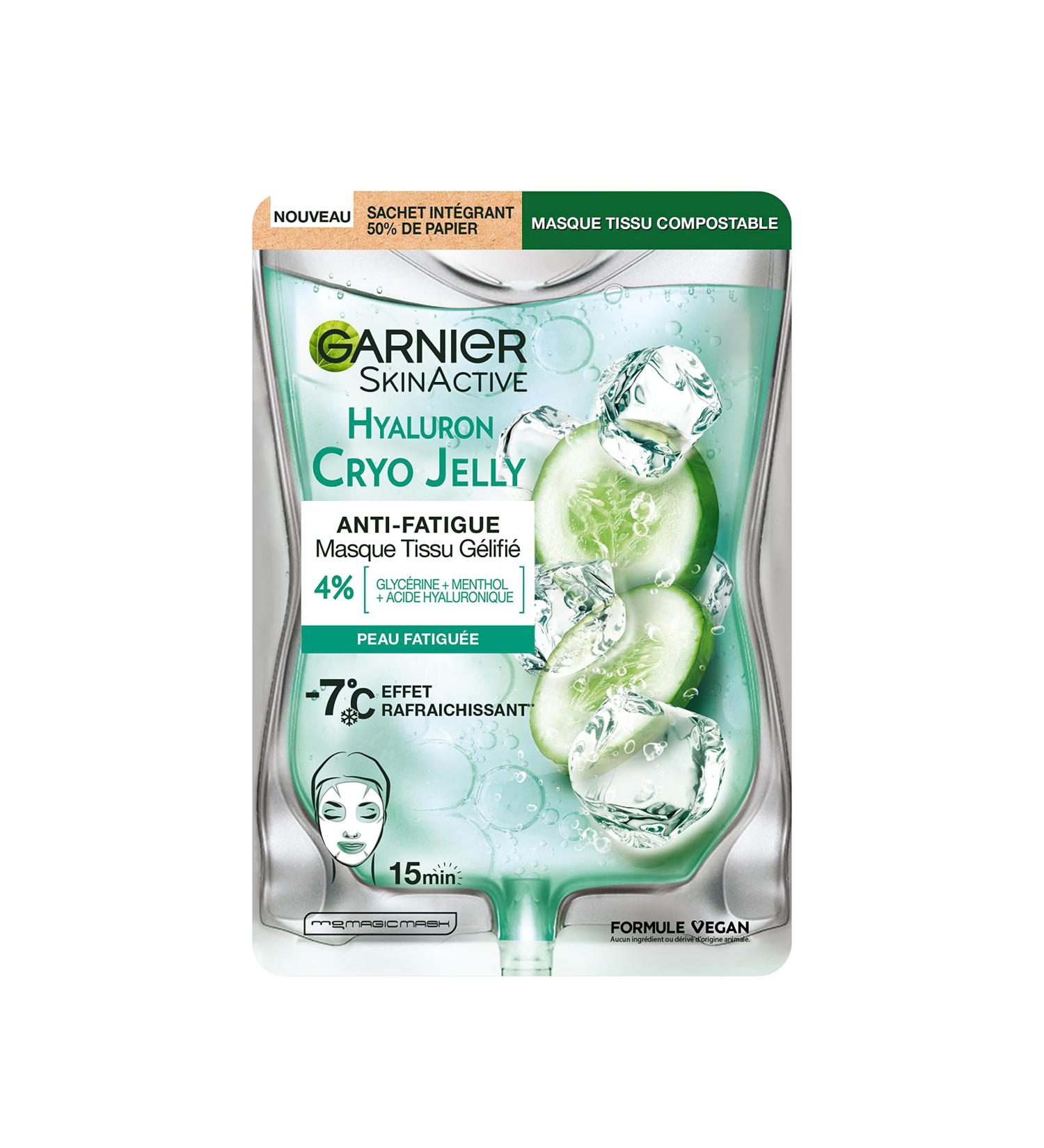 GARNIER Skin Active - Hyaluron Cryo Jelly Gel Face Mask - Anti-Fatigue & Refreshing Effect - Glycerin Menthol & Hyaluronic Acid - Vegan & Cruelty Free - Tired Skin - x1 - Buy Online on GoSupps.com