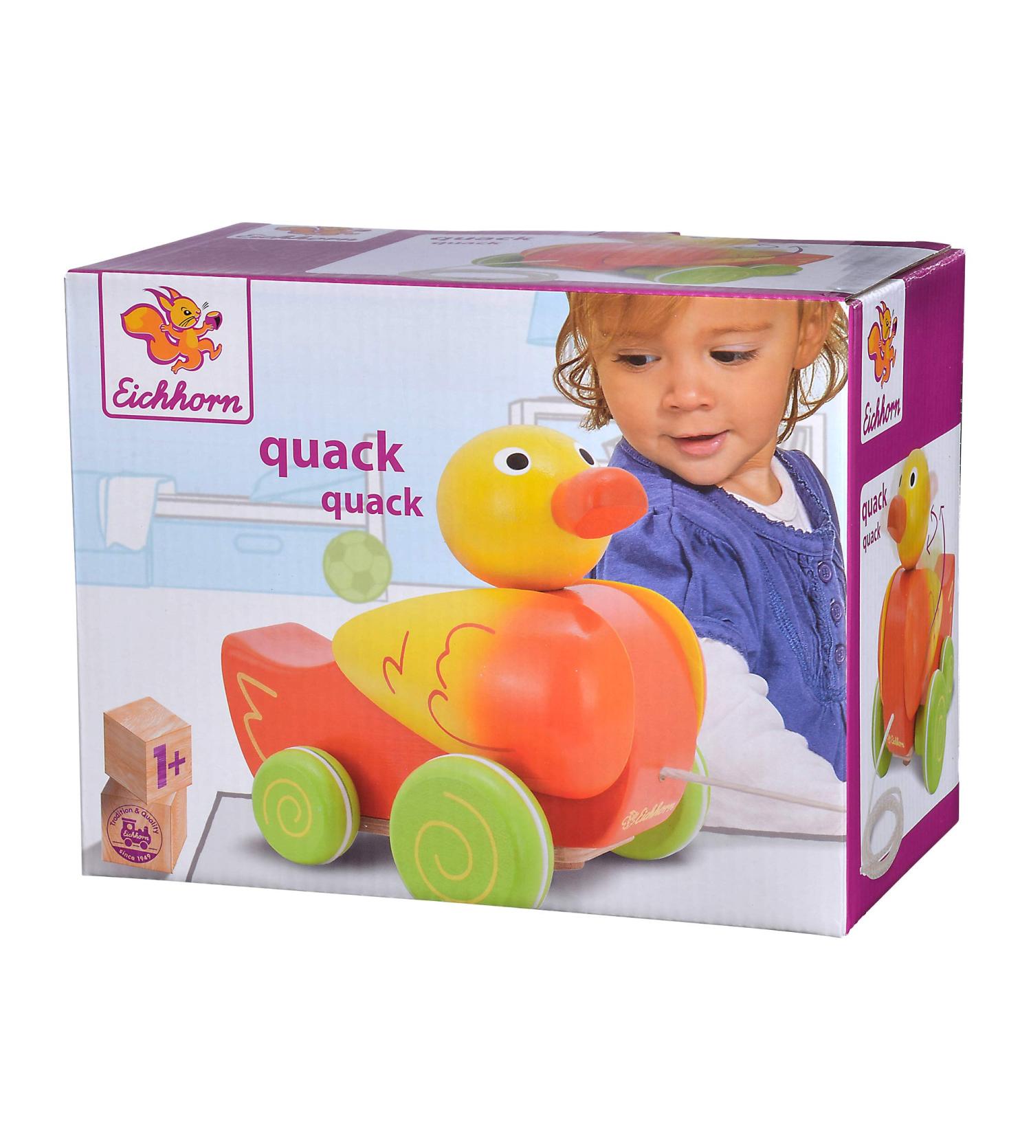 Eichhorn Pull-Along Duck - Movable Head & Wings Sound 17cm Birch Wood Toy | International Shipping Available - Buy Online on GoSupps.com