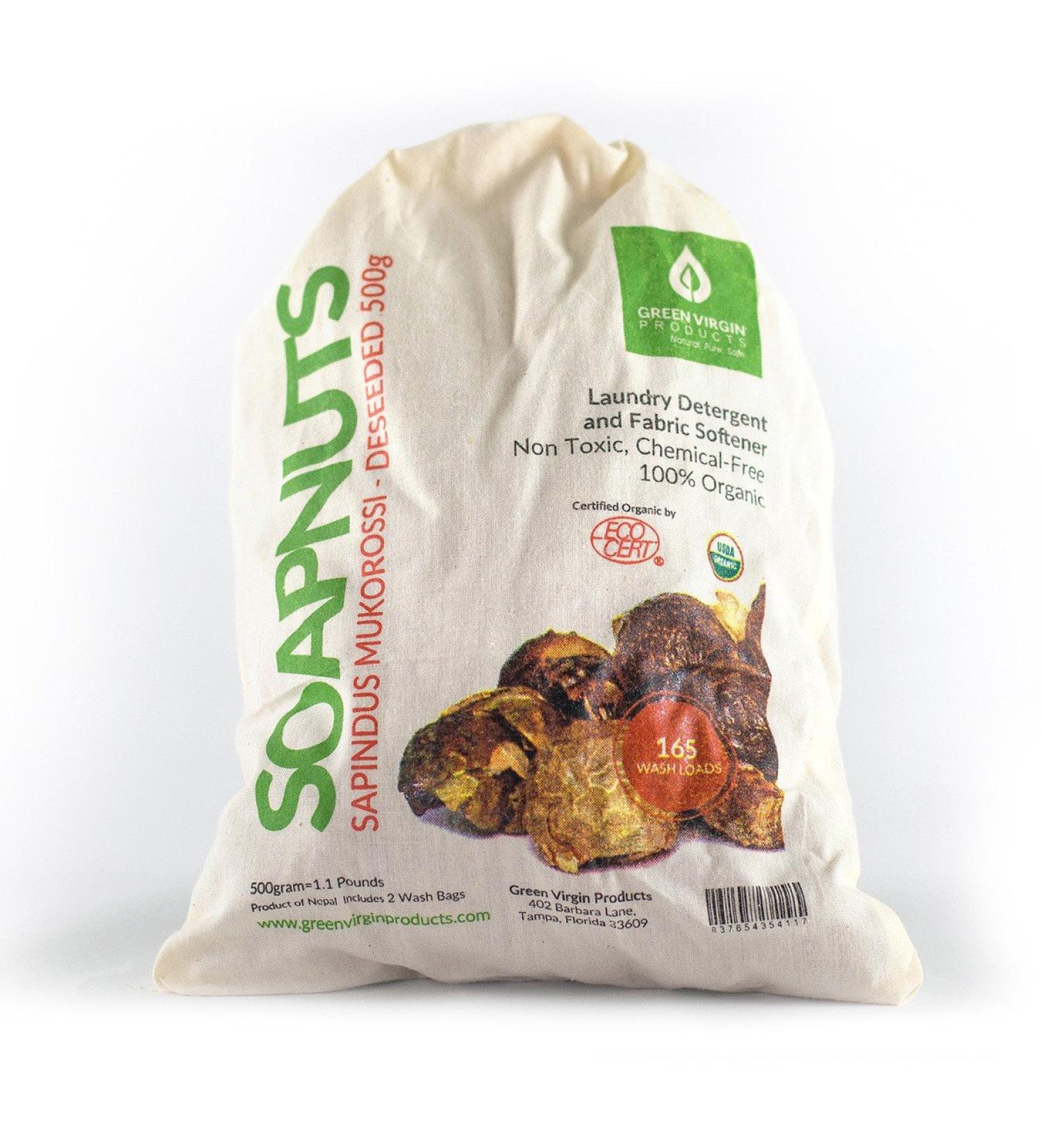 Green Virgin Soap Nuts - 500g (1.1 lbs) for 165 Wash Loads | Eco-Friendly Laundry Solution with 2 Wash Bags - Buy Online on GoSupps.com
