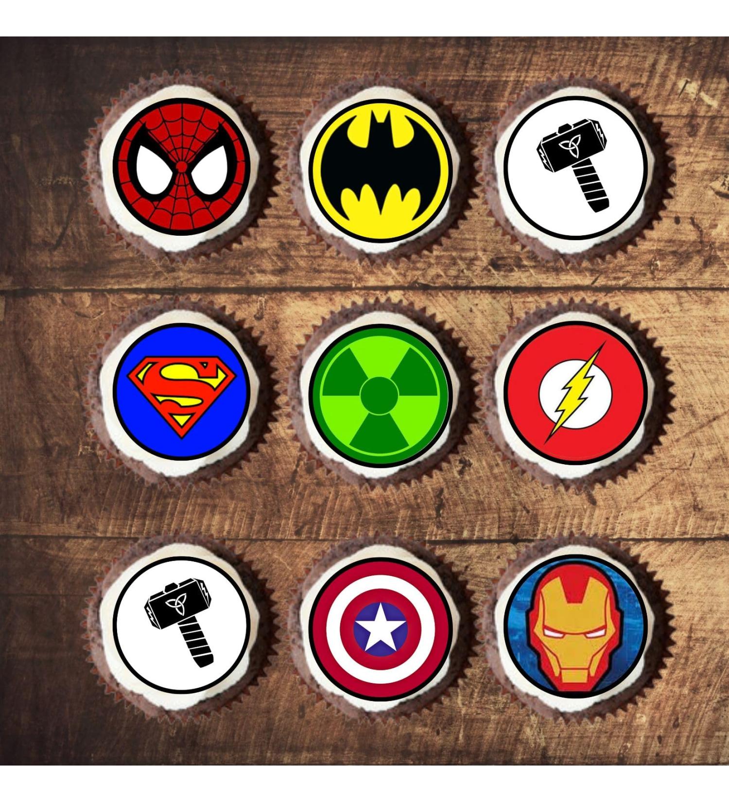 24 PRECUT Superhero Cupcake Toppers Mini Spiderman Cake Decorations Spiderman Cake Topper Edible Superhero Party Decorations Comic Book Edible Cake Topper Avengers Cupcake Toppers (Pack of 24) - Buy Online on GoSupps.com
