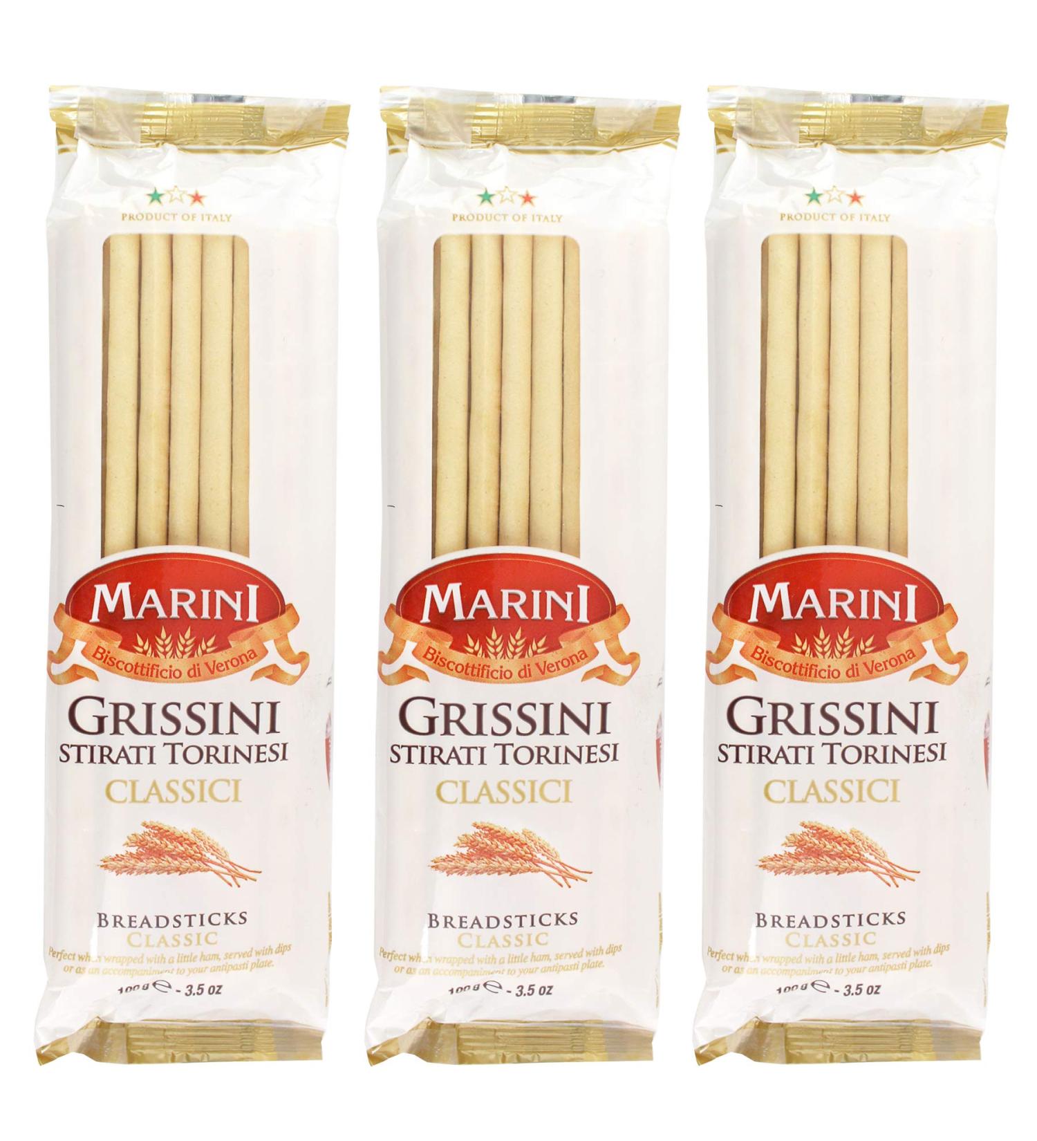 Marini Classic Italian Breadsticks - Grissini Stirati Torinesi - 3 Pack from Italy - Buy Online on GoSupps.com