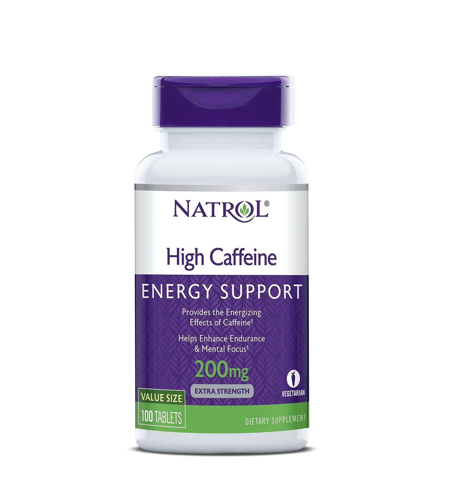 Natrol High Caffeine Extra Strength 200 mg - 100 Tablets | Energy Boost & Focus - Buy Online on GoSupps.com