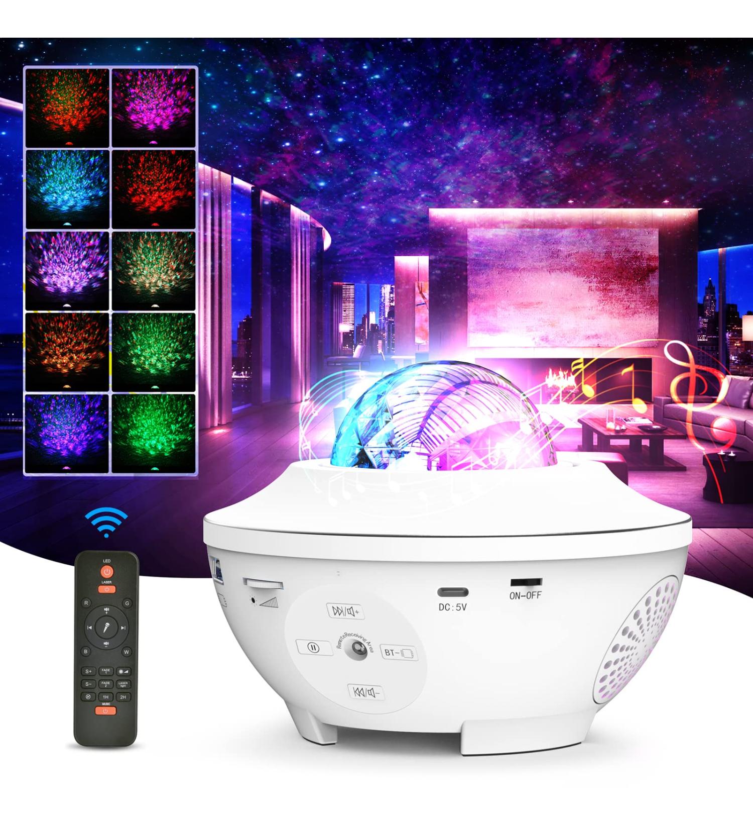 Galaxy Projector Star Light with Bluetooth Speaker - LED Night Light for Kids & Adults - Timer & Ocean Wave Effects - Birthday Gift - Home Room Decor (White) - Buy Online on GoSupps.com