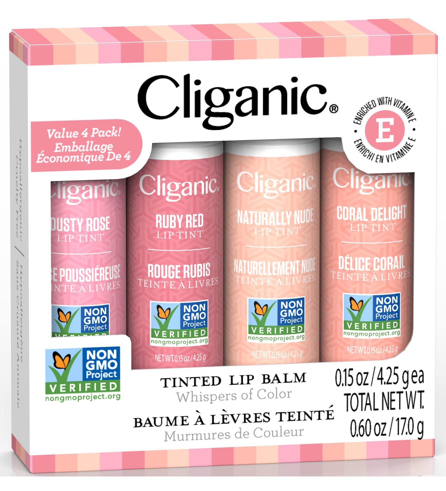Cliganic Tinted Lip Balm - Non-GMO, Enriched with Vitamin E, 4 Colors - Cruelty Free - Buy Online on GoSupps.com
