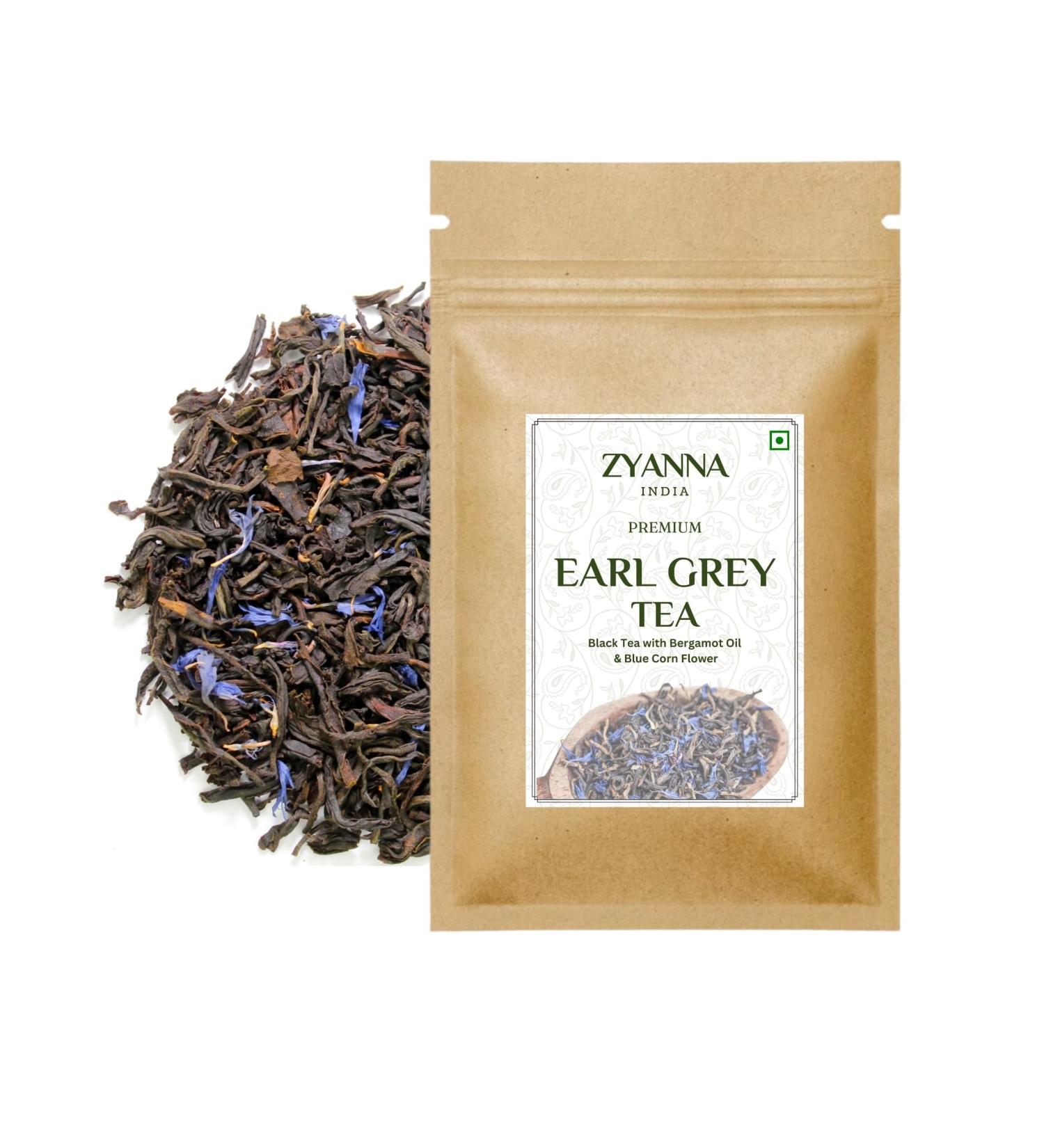 Zyanna Earl Grey Tea - Premium Black Tea with Bergamot Oil & Blue Corn Flower - 2.35oz (100g) - Classic English Breakfast Experience - Buy Online on GoSupps.com