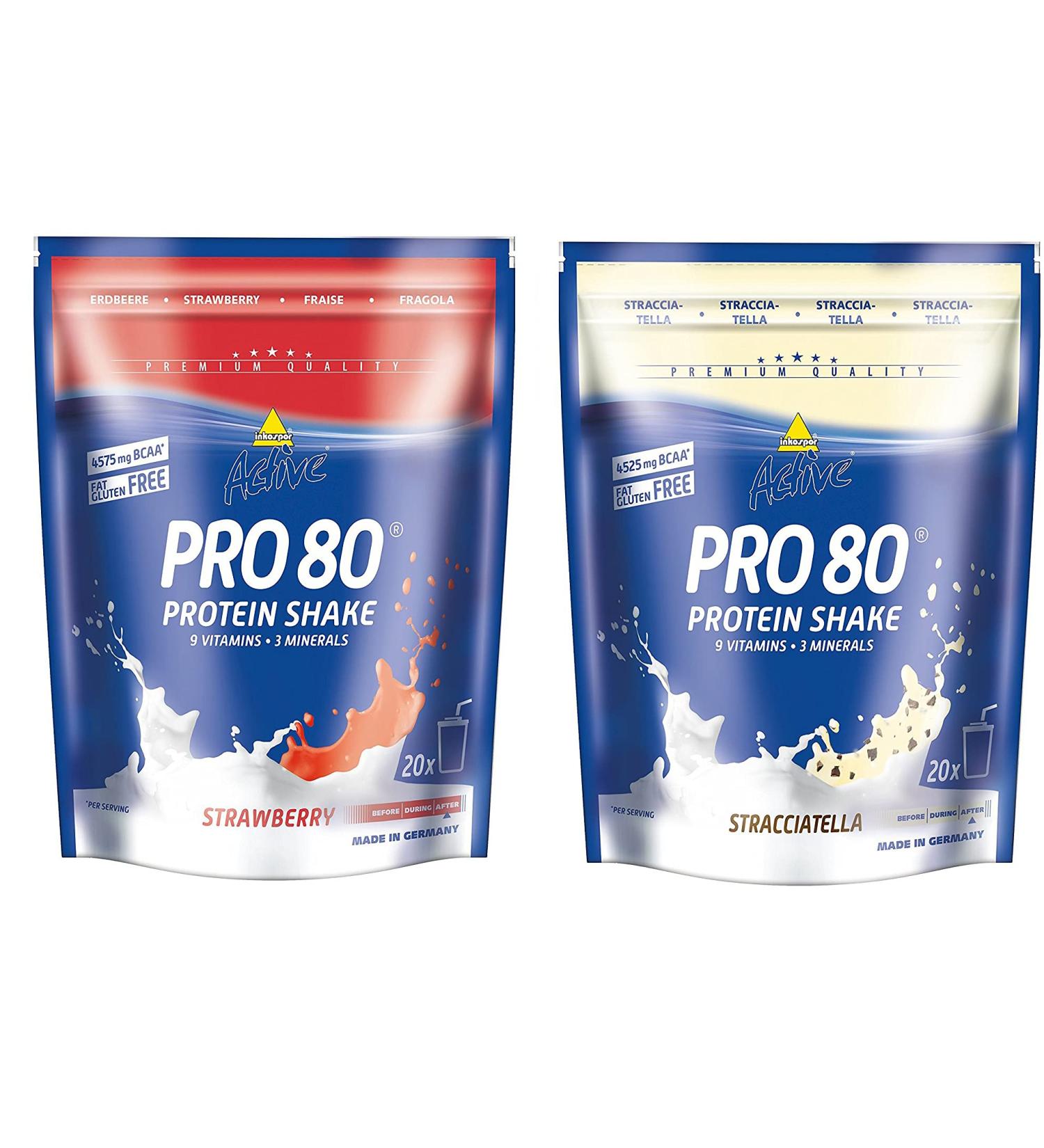 inkospor Inkospor Active Protteinshake Pro Strawberry/Stracciatella 1 kg Pack of 2 Bags of 80 x 500 g Bags