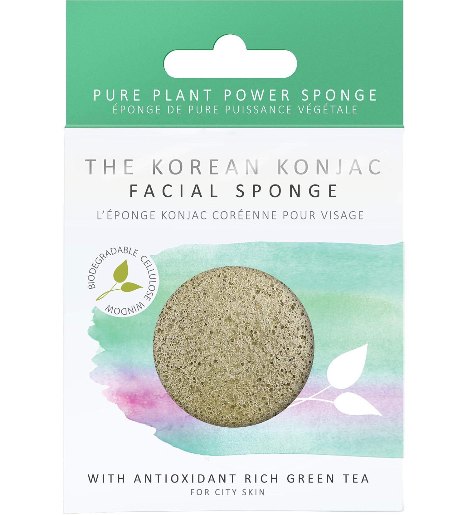 The Konjac Sponge Co Facial Puff Sponge Cleansing and Exfoliating with Antioxidant Green Tea - Deep Cleans Pores Cruelty-Free - Buy Online on GoSupps.com