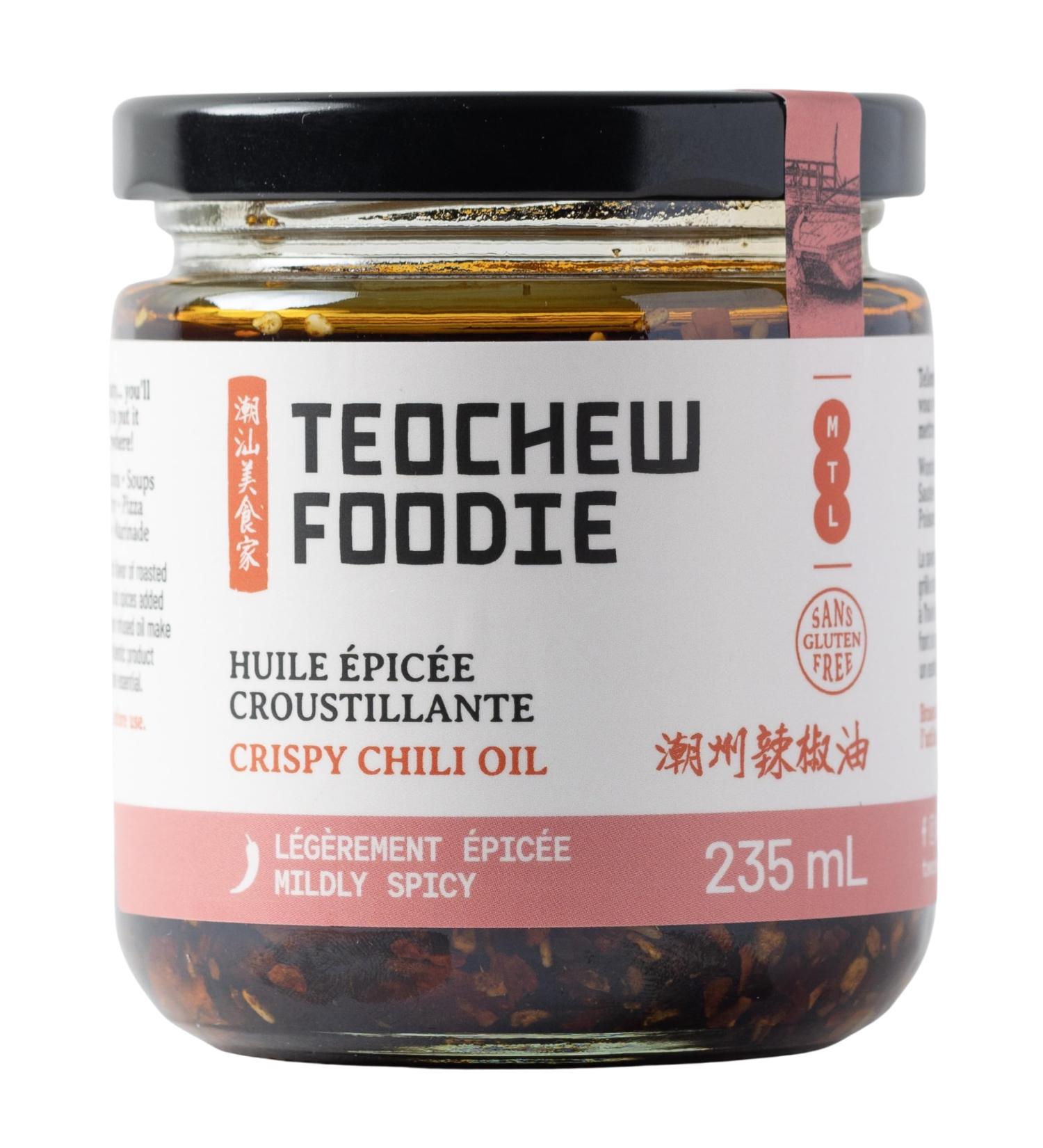 Teochew Foodie Crispy Chili Oil Handcrafted and Family-Made Infused with Ginger Onions and Unique Chinese Spices - Rich & Deep Flavor Quality Ingredients - No MSG Vegan and Gluten Free Mildly Spicy - Buy Online on GoSupps.com