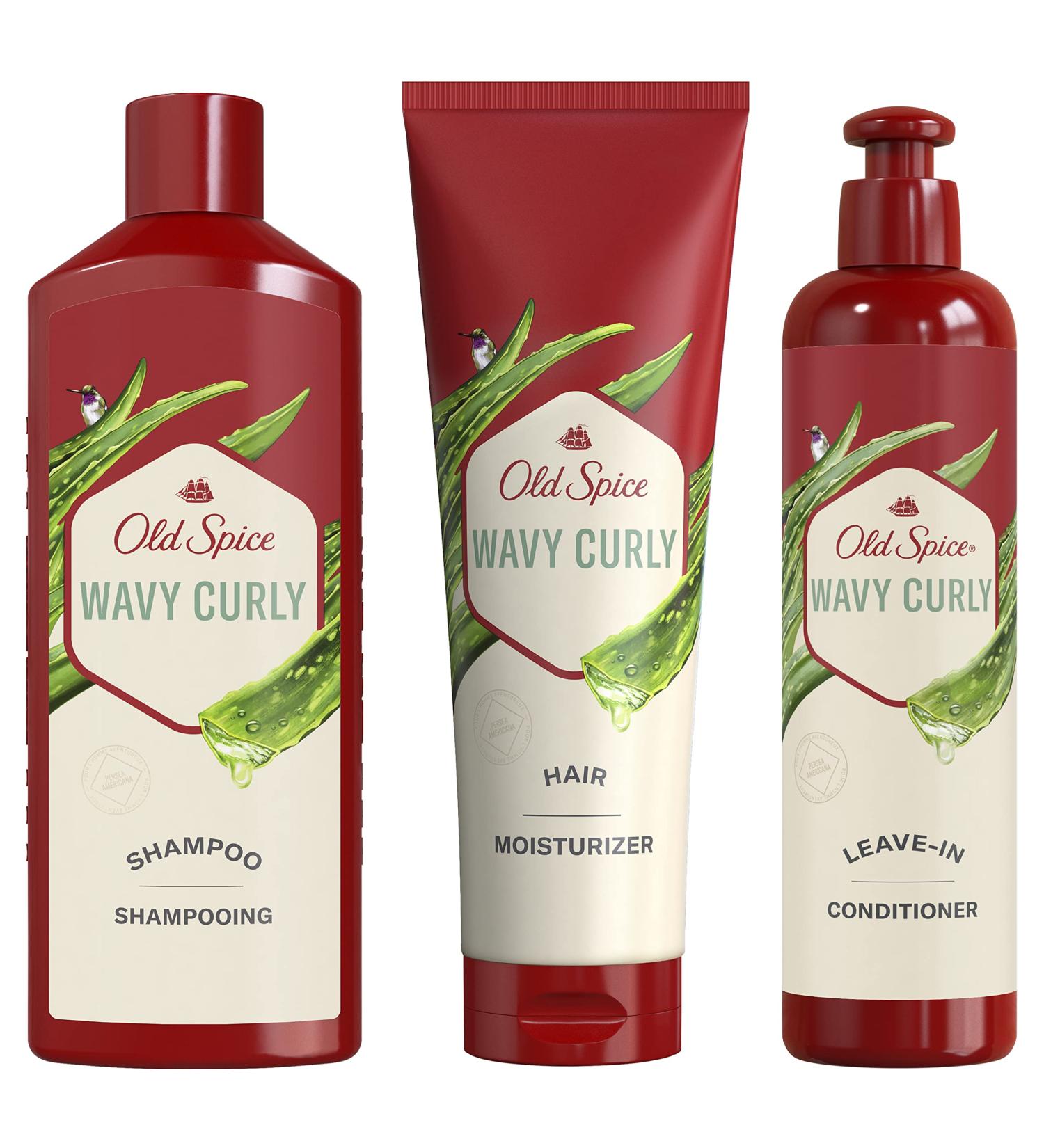 Old Spice Men's Wavy Curly Hair Care Set - Shampoo, Conditioner & Leave-in Conditioner Bundle - Buy Online on GoSupps.com