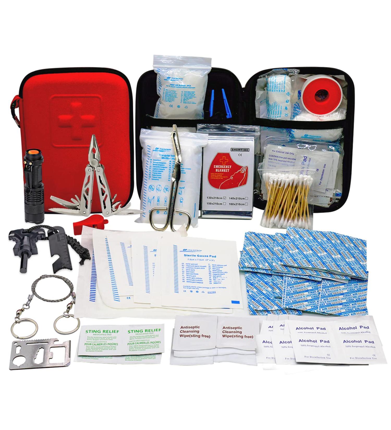 Trscind 130-Piece First Aid Kit - Complete Survival Emergency Equipment for Outdoor Camping | Flashlight Fire Steel & Rescue Gear - Buy Online on GoSupps.com