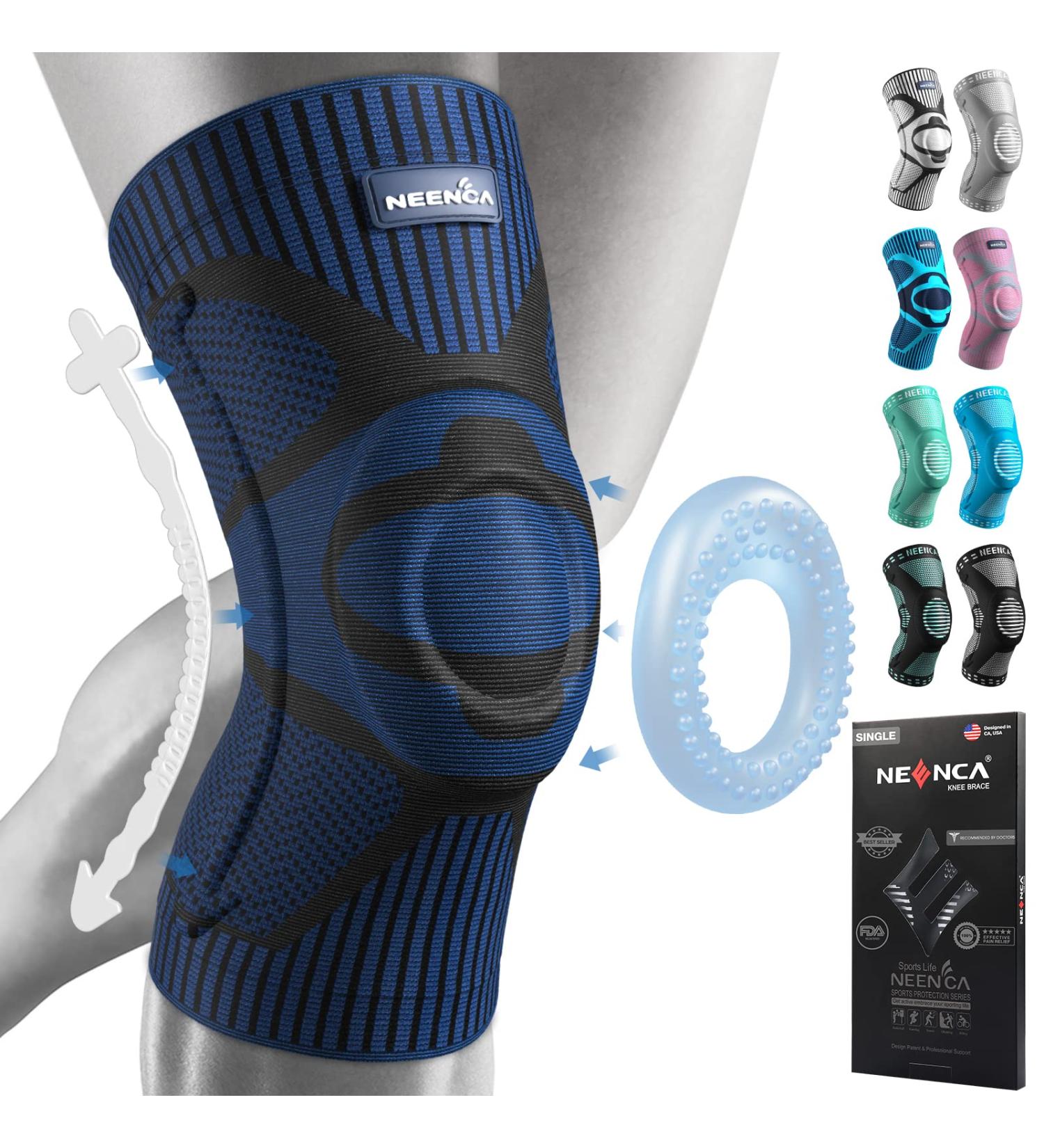 NEENCA Knee Brace Compression Sleeve Support with Gel Pad - M Dark Blue - Buy Online on GoSupps.com