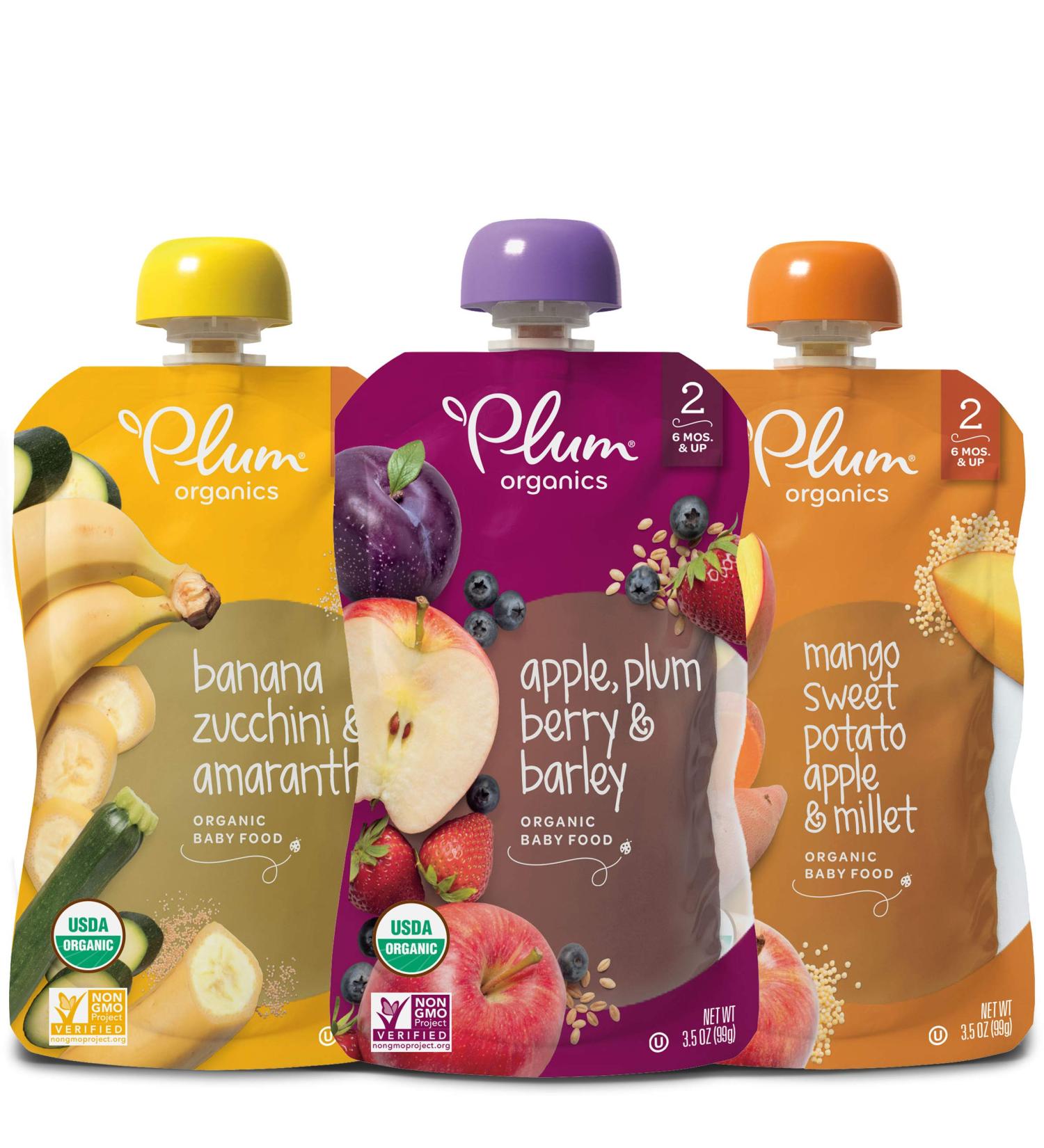 Plum Organics Stage 2 Organic Baby Food Variety Pack | 6+ Months | Fruit, Veggie & Grain | 3.5oz Pouch (18 Pack) - Buy Online on GoSupps.com
