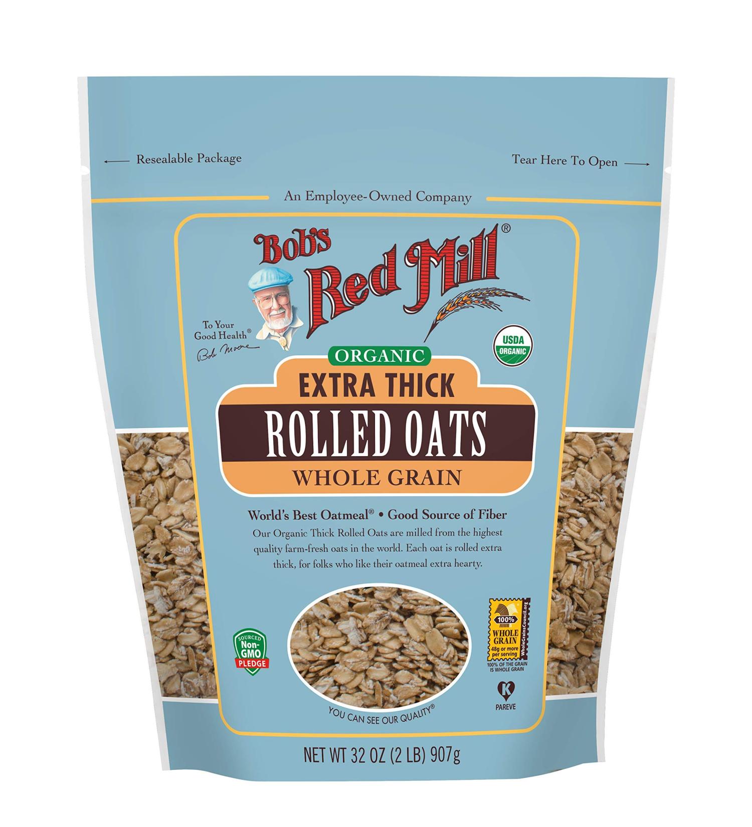Bob's Red Mill Organic Extra Thick Rolled Oats - Whole Grain 32 oz (907g) - Buy Online on GoSupps.com
