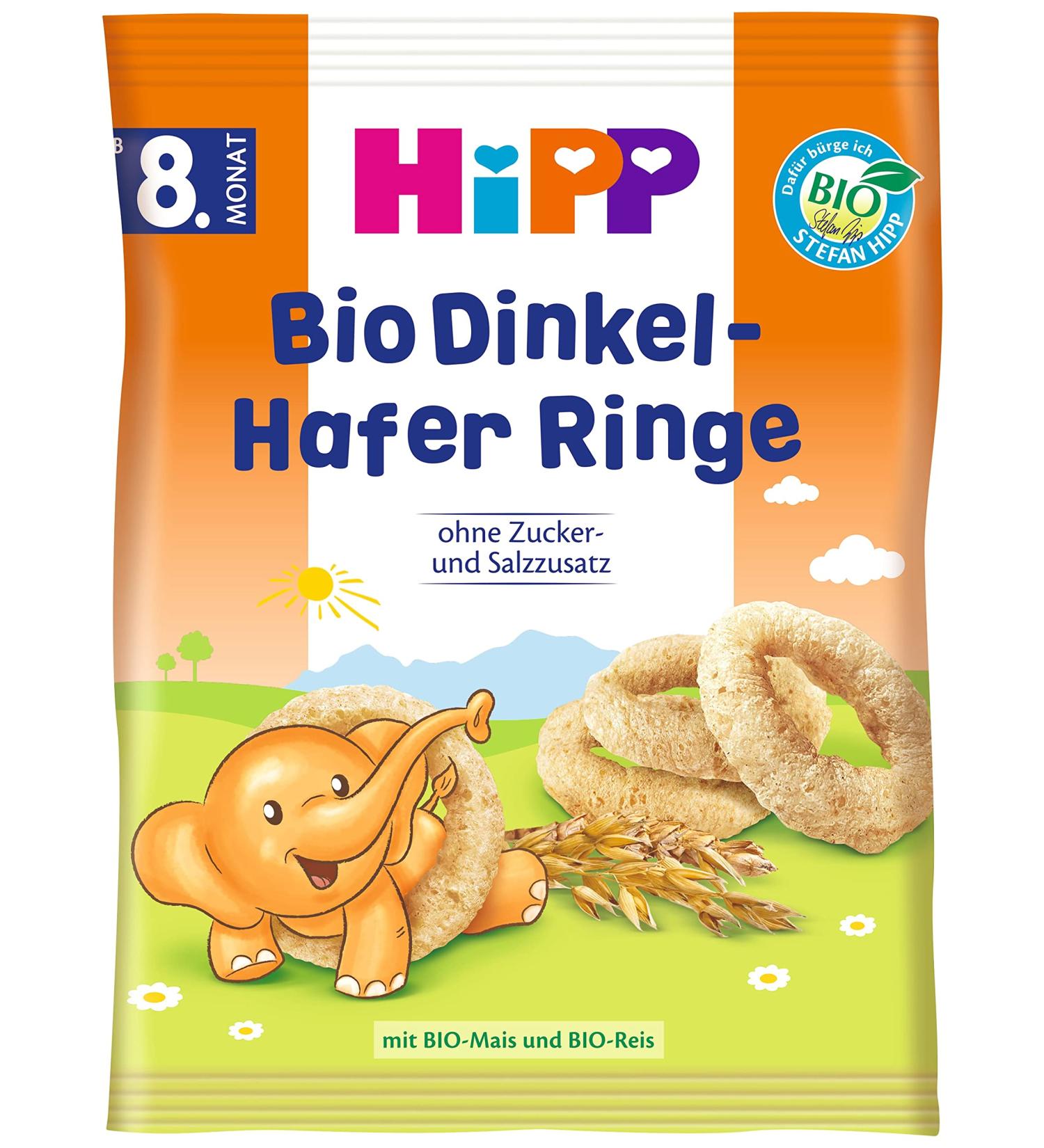 HiPP Organic Snack Products Organic Spelt-Oat Rings Pack of 7 (7 x 30 g)