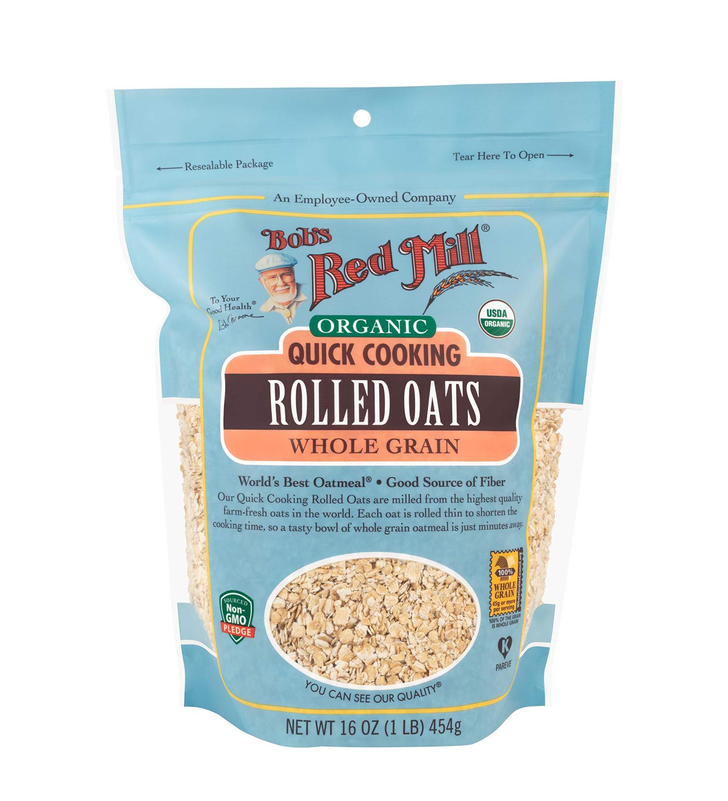 Bob's Red Mill Organic Quick Cooking Rolled Oats - 16 Oz Resealable Package - Buy Online on GoSupps.com