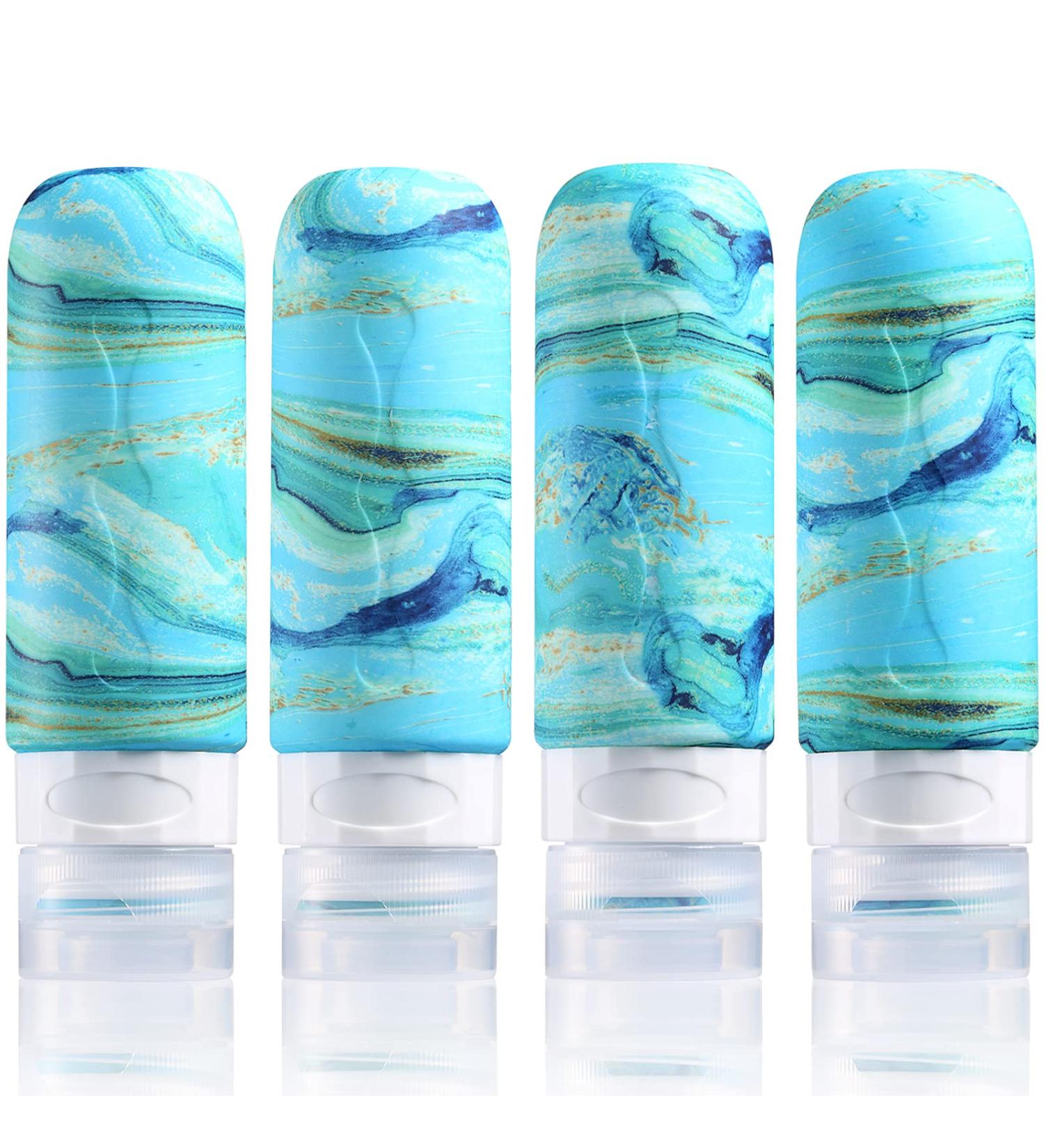 Gemice Travel Bottles Set - TSA Approved Leak-Proof 85ml BPA-Free Containers for Shampoo & Lotion - Travel Accessories (4 pcs) - Turquoise - Buy Online on GoSupps.com