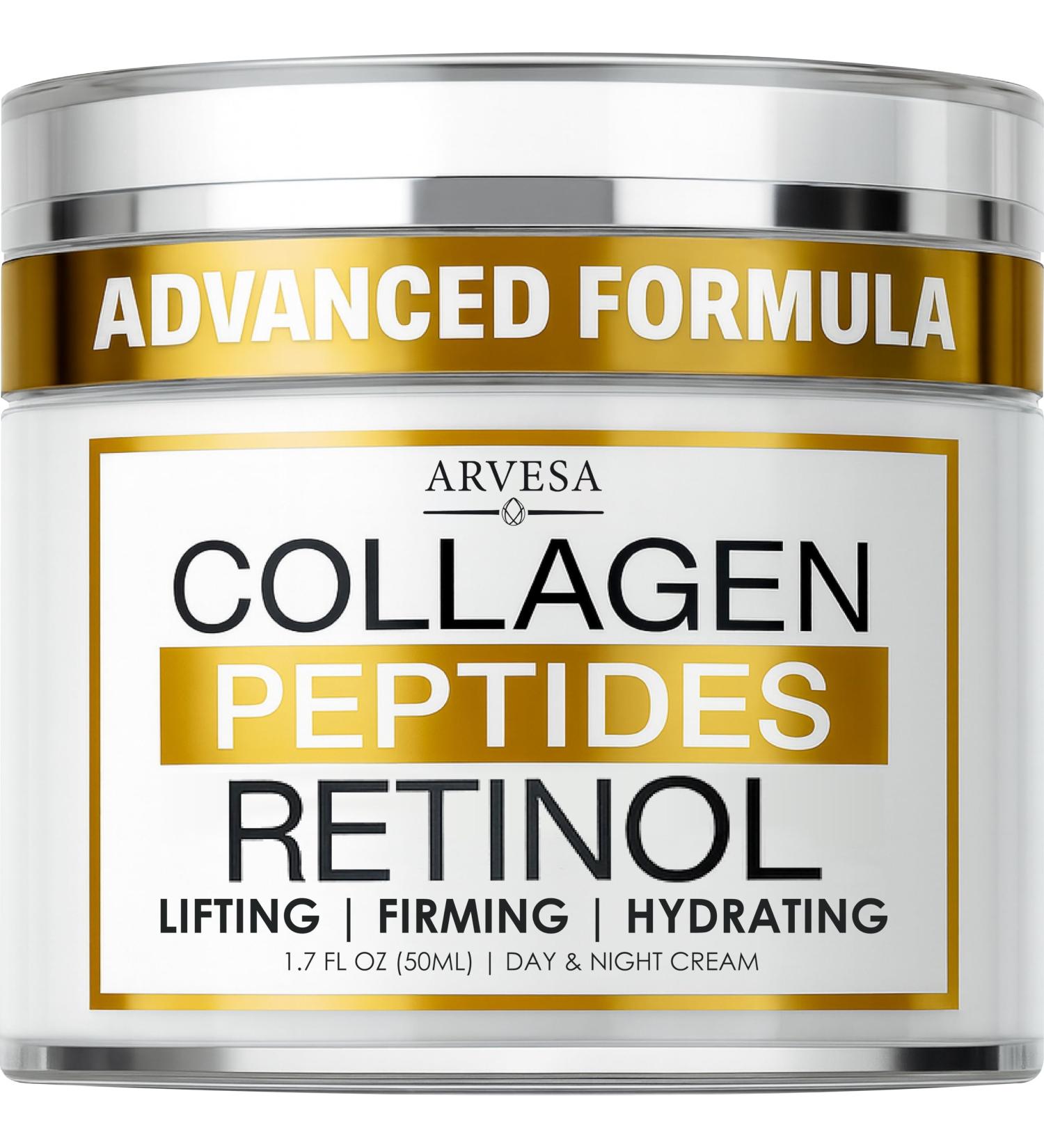 Retinol Cream for Face with Collagen Peptides - Anti Aging Wrinkle Cream for Women and Men - Day-Night Facial Moisturizer with Hyaluronic Acid - Tightening and Skin Firming - Neck & D collet  - Buy Online on GoSupps.com