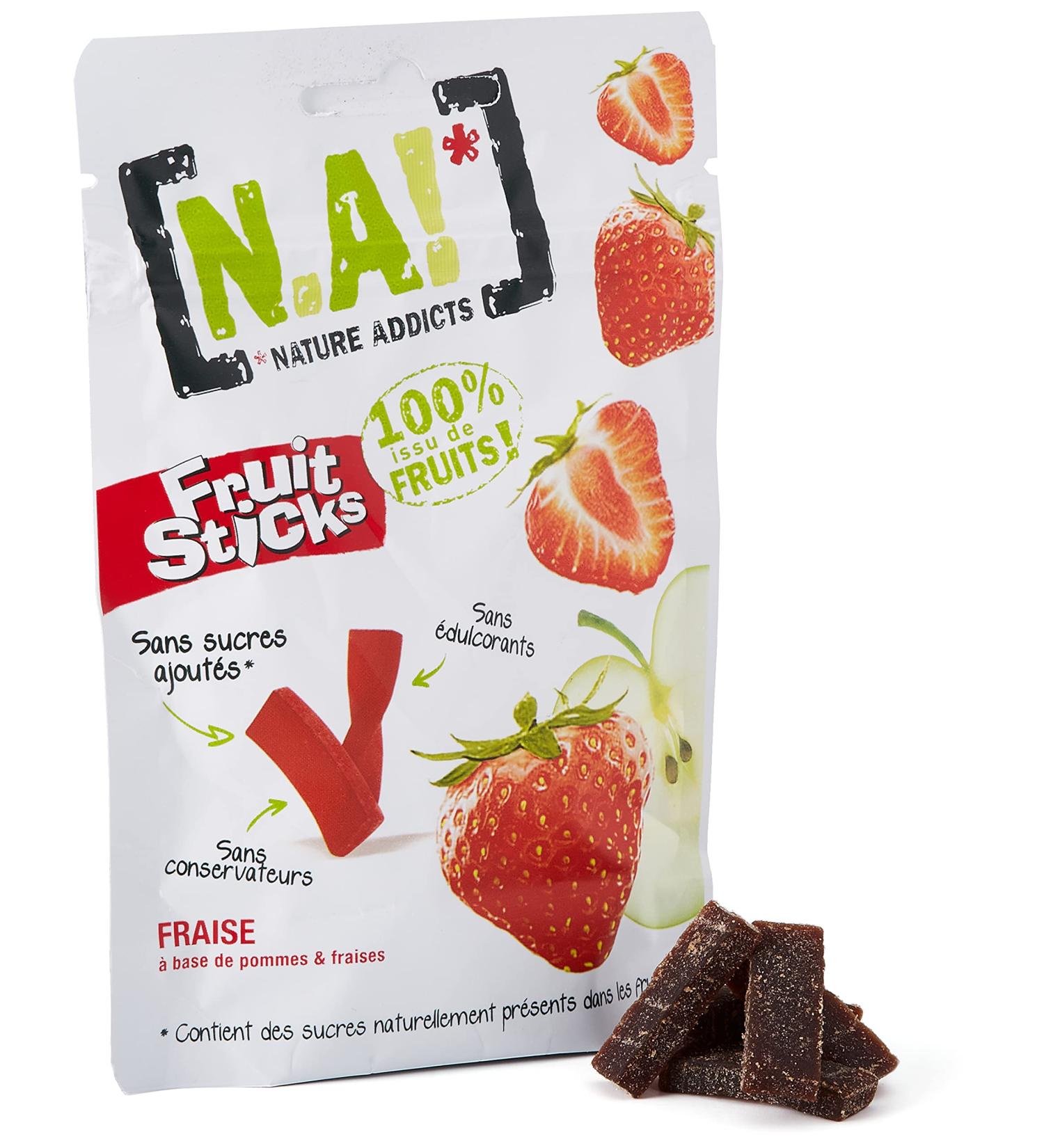 / A! Nature Addicts Pack of 1 Strawberry Fruit Sticks 40 g - 100% Fruit - No Added Sugars No Sweeteners or Preservatives - Resealable Bag to Take Anywhere - Buy Online on GoSupps.com