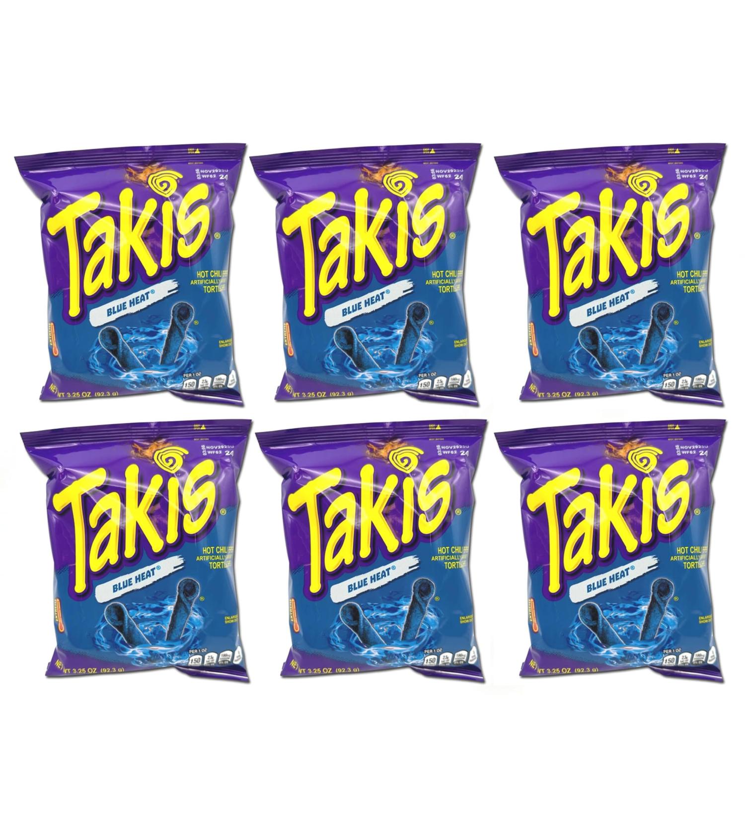 Takis Blue Heat Limited Edition 3.25oz - (Pack of 6) - US Import - American Corn Chips - Party Snack