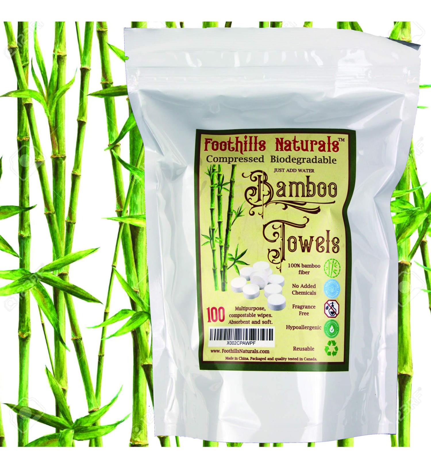 Foothills Naturals Bamboo Fiber Compressed Towels - 100 Pack Strong Thick Reusable - Buy Online on GoSupps.com