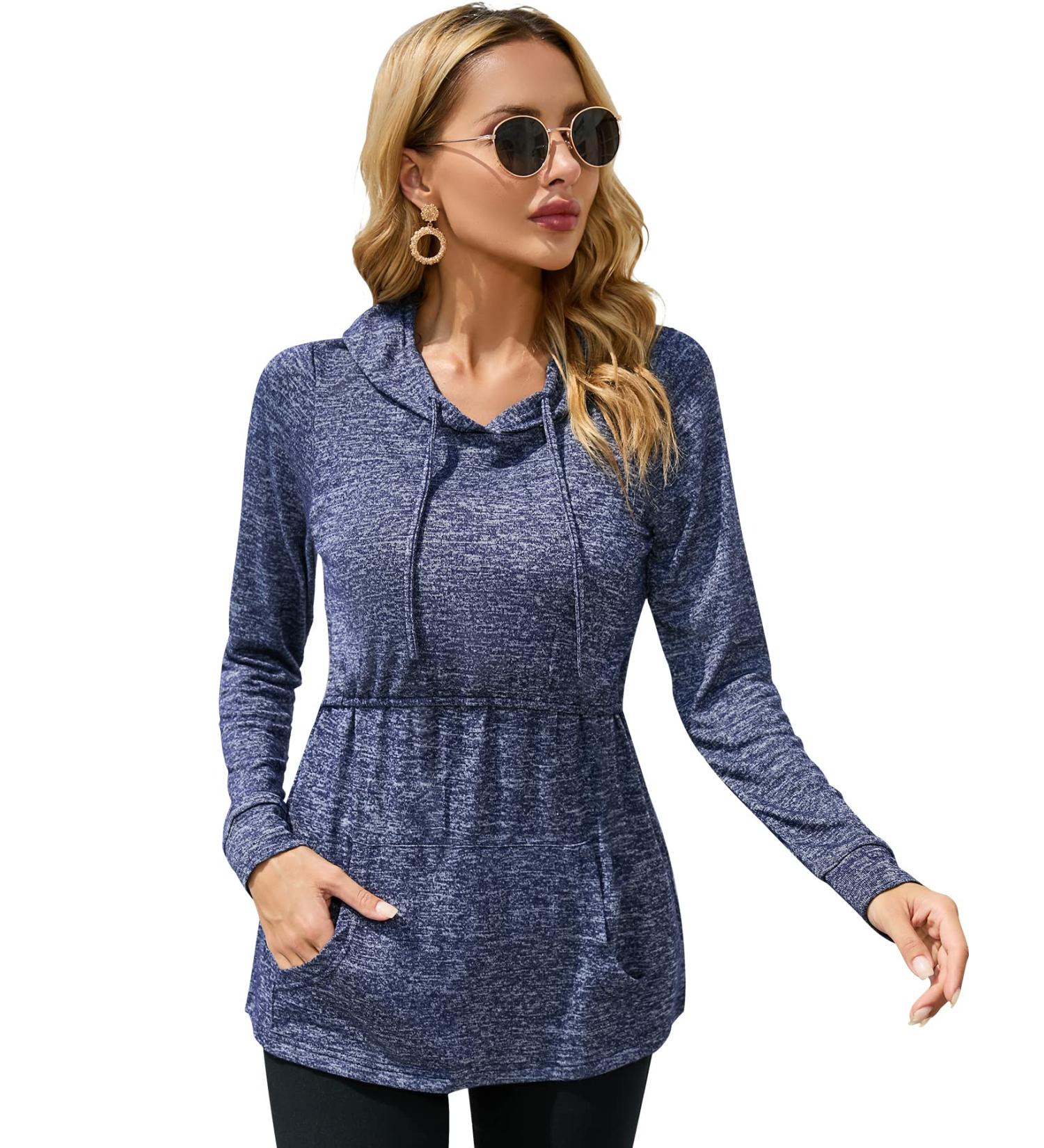 Sosolism Women's Nursing Hoodie | Maternity Breastfeeding Top | Long Sleeve Pregnancy Sweatshirt in Dark Blue - Size L - Buy Online on GoSupps.com