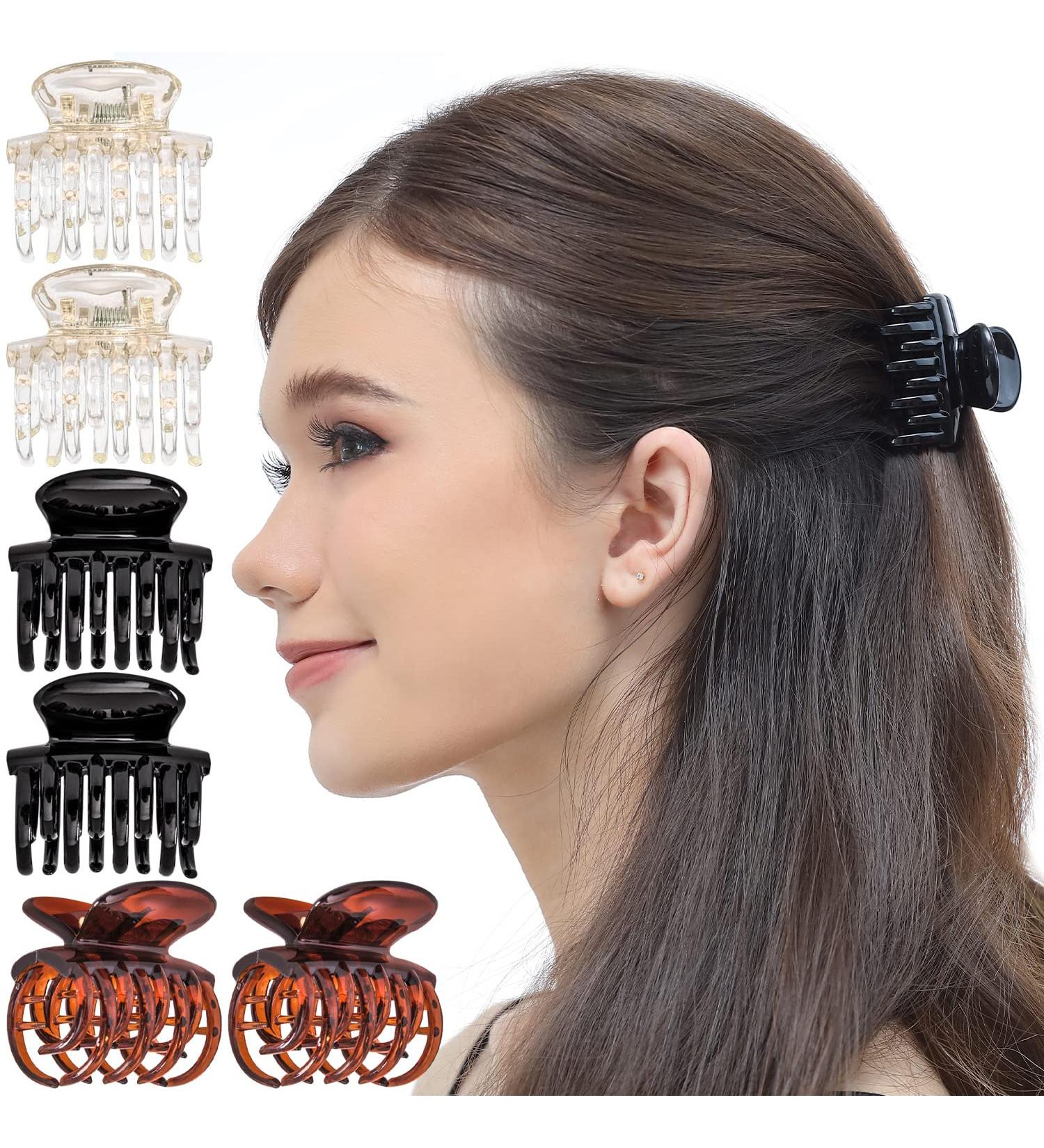 RC Roche Hair Clipper - Fine Tooth Gripper for Thick Hair | 6-Piece Set in Transparent Brown & Black | Premium Hair Accessories - Buy Online on GoSupps.com