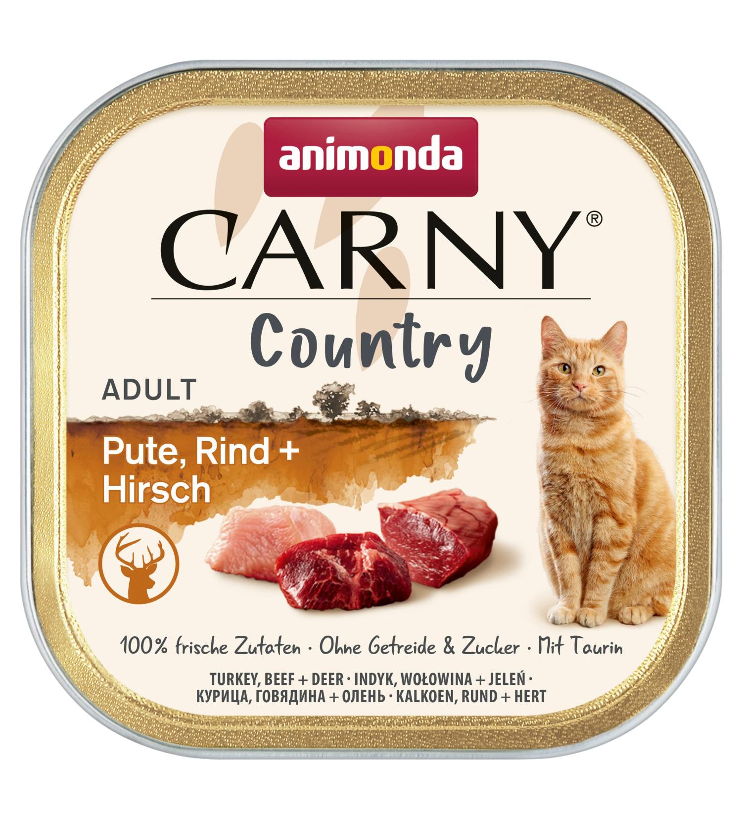 Animonda Carny Adult Country Cat food wet food for cats in the practical portion shell with turkey beef + deer 32 x 100g turkey beef + deer 100 g (32 pack)