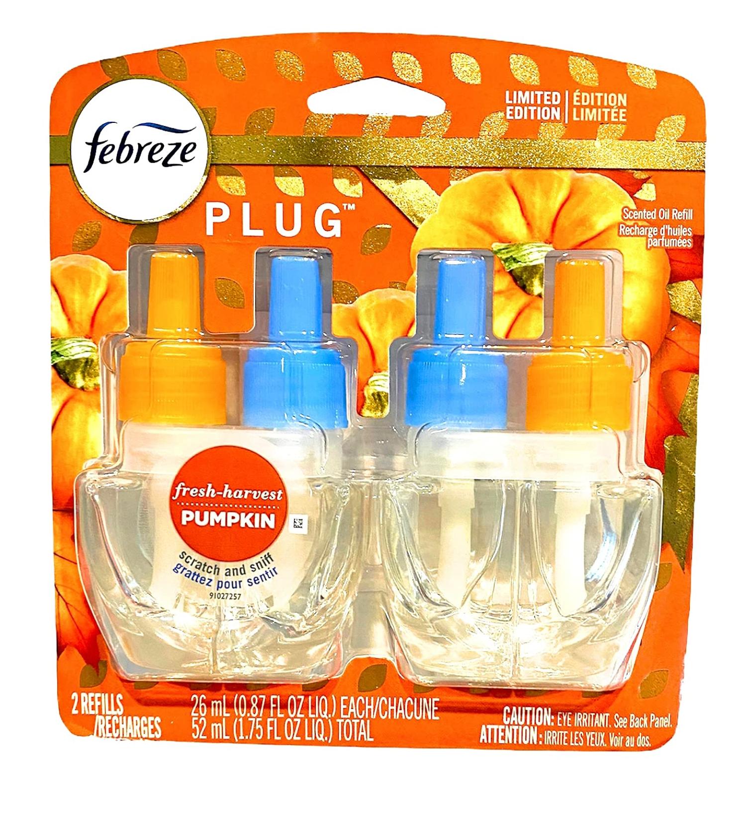 Febreze Plug Air Freshener Refills, Limited Edition Fresh-Harvest Pumpkin Scent, (2 Count, 1.75 Oz)