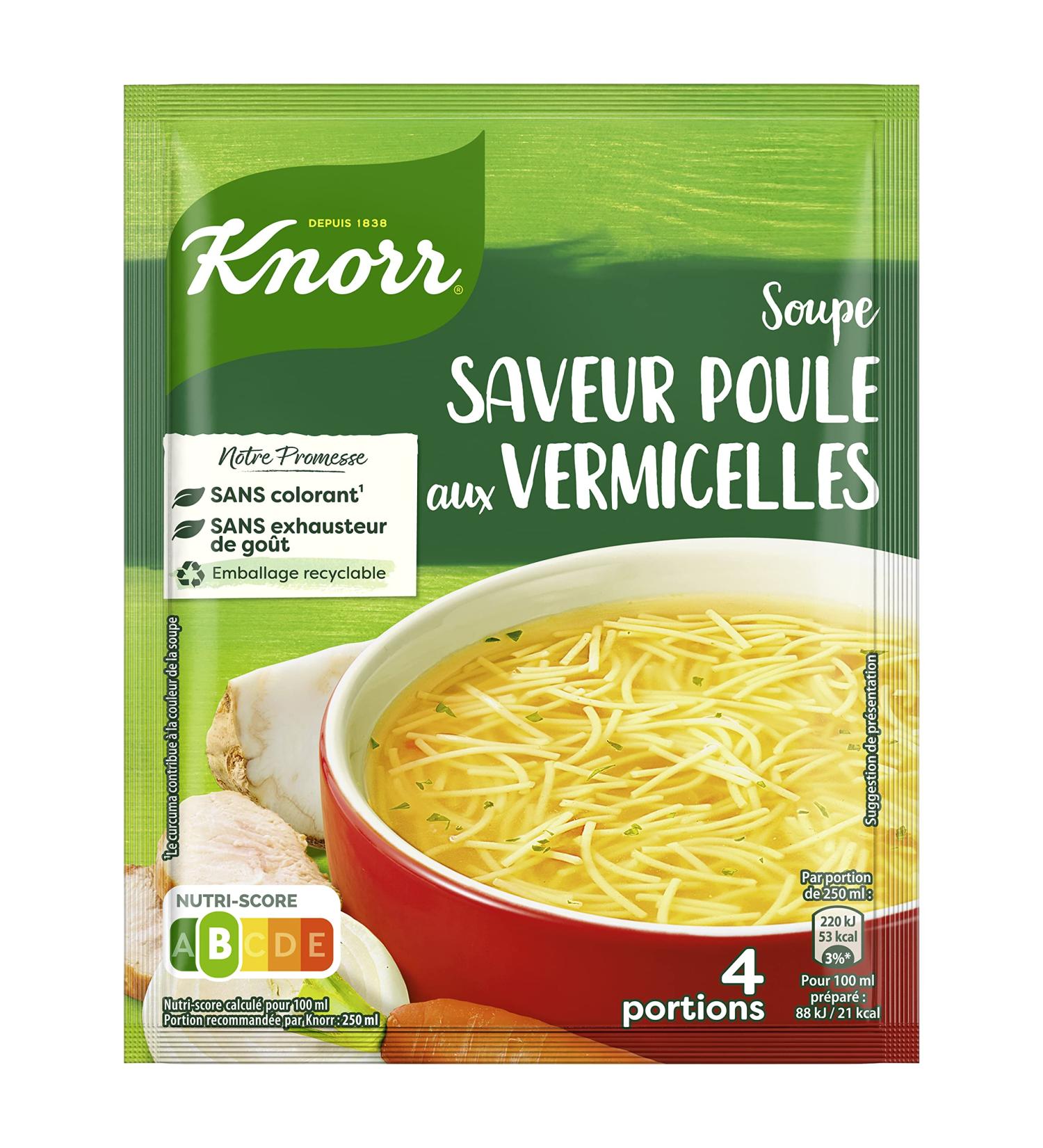 Knorr Dehydrated Chicken Soup with Vermicelli for 4 People (Pack of 13 Sachets) - Buy Online on GoSupps.com