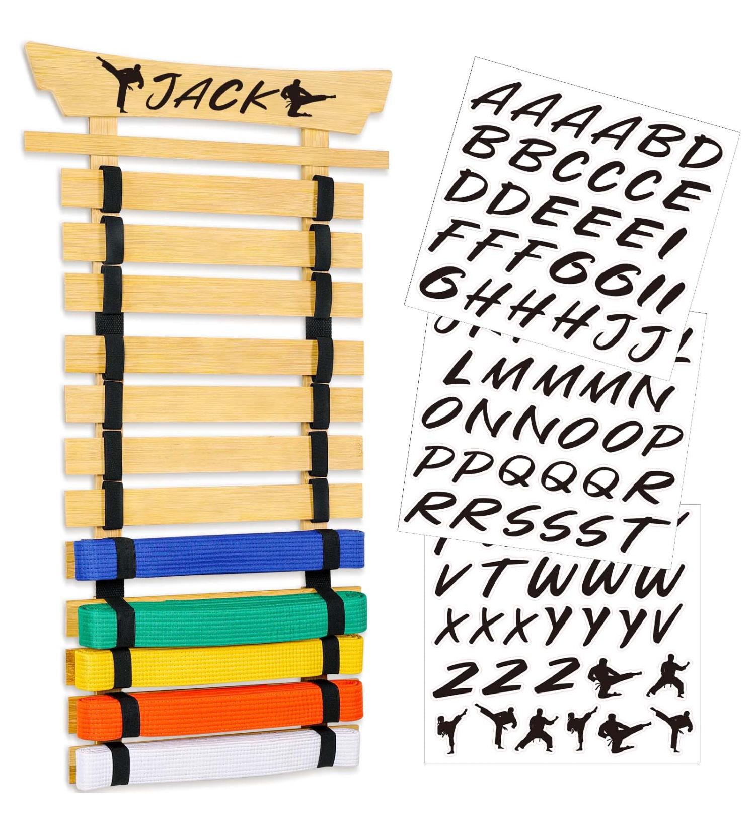 Winartton 12 Belts Bamboo Karate/Taekwondo Belt Display Rack - Personalized, No Assembly Required - Ideal Gift for Kids and Adults - Martial Arts Belt Holder - Buy Online on GoSupps.com