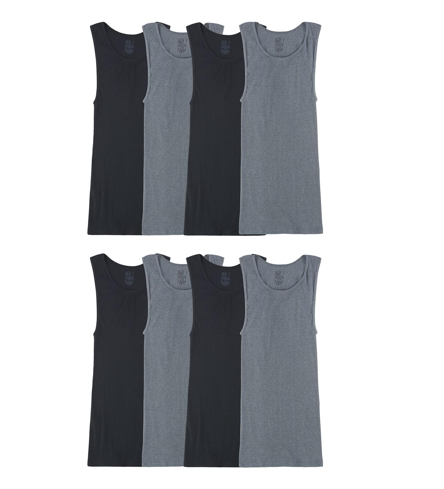 Fruit of the Loom Men's Lightweight Active Cotton Blend Undershirts - 8 Pack (Large, Black/Grey) - Buy Online on GoSupps.com