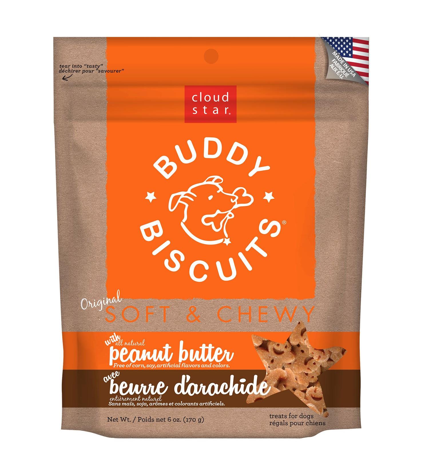 Cloud Star 80006 Original Soft and Chewy Buddy Biscuits Peanut Butter 6-Ounce - Buy Online on GoSupps.com