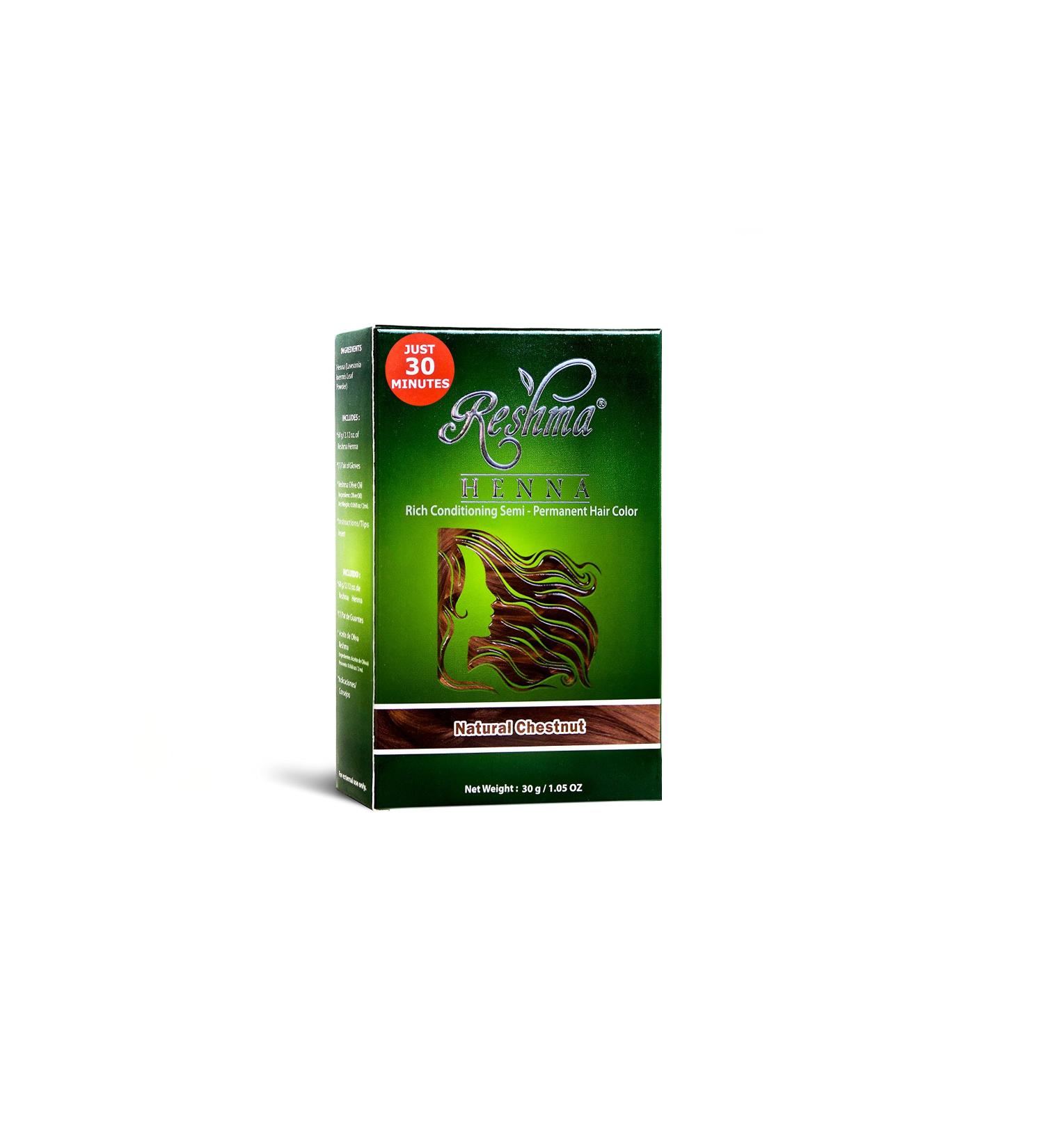 Reshma Beauty 30 Minute Henna Hair Color with Herbs for Soft, Shiny Chestnut Hair - 1.05 oz Pack - Buy Online on GoSupps.com