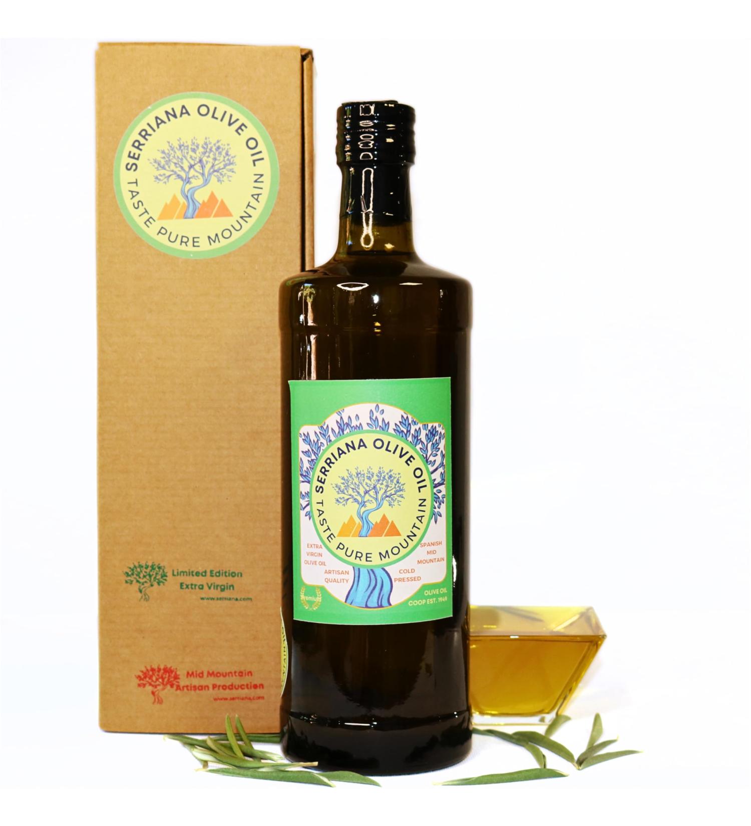 Serriana Premium Extra Virgin Olive Oil - Spanish Mediterranean Mountains - 750ml Glass Bottle - Buy Online on GoSupps.com