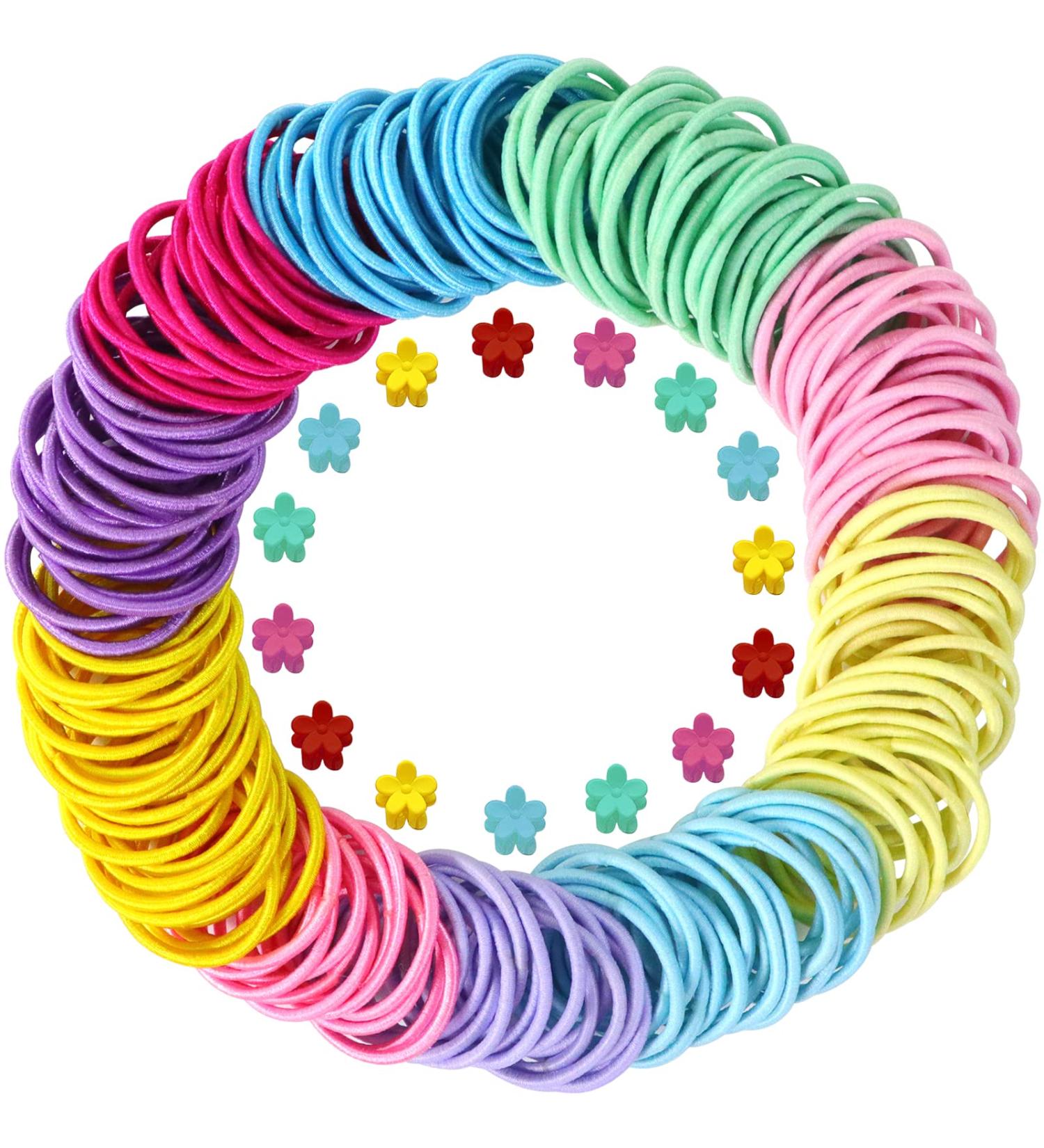 Hanyousheng 200Pcs Multicolor Hair Ties and 15Pcs Mini Hair Clips Set for Girls and Women - Buy Online on GoSupps.com