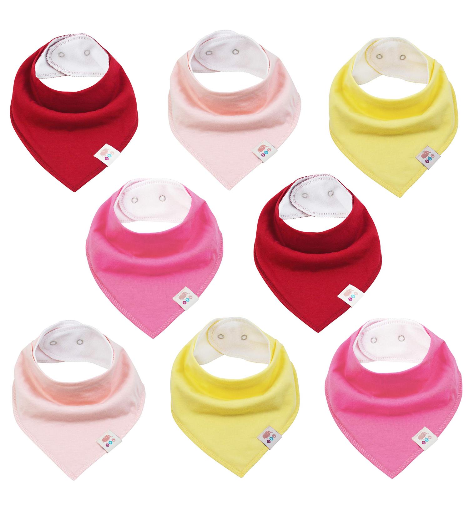 Shop M.M.C. Baby Cotton Bibs Set - 8 Triangular Towels with Adjustable Push Buttons for Toddlers | Perfect for Boys & Girls - Buy Online on GoSupps.com