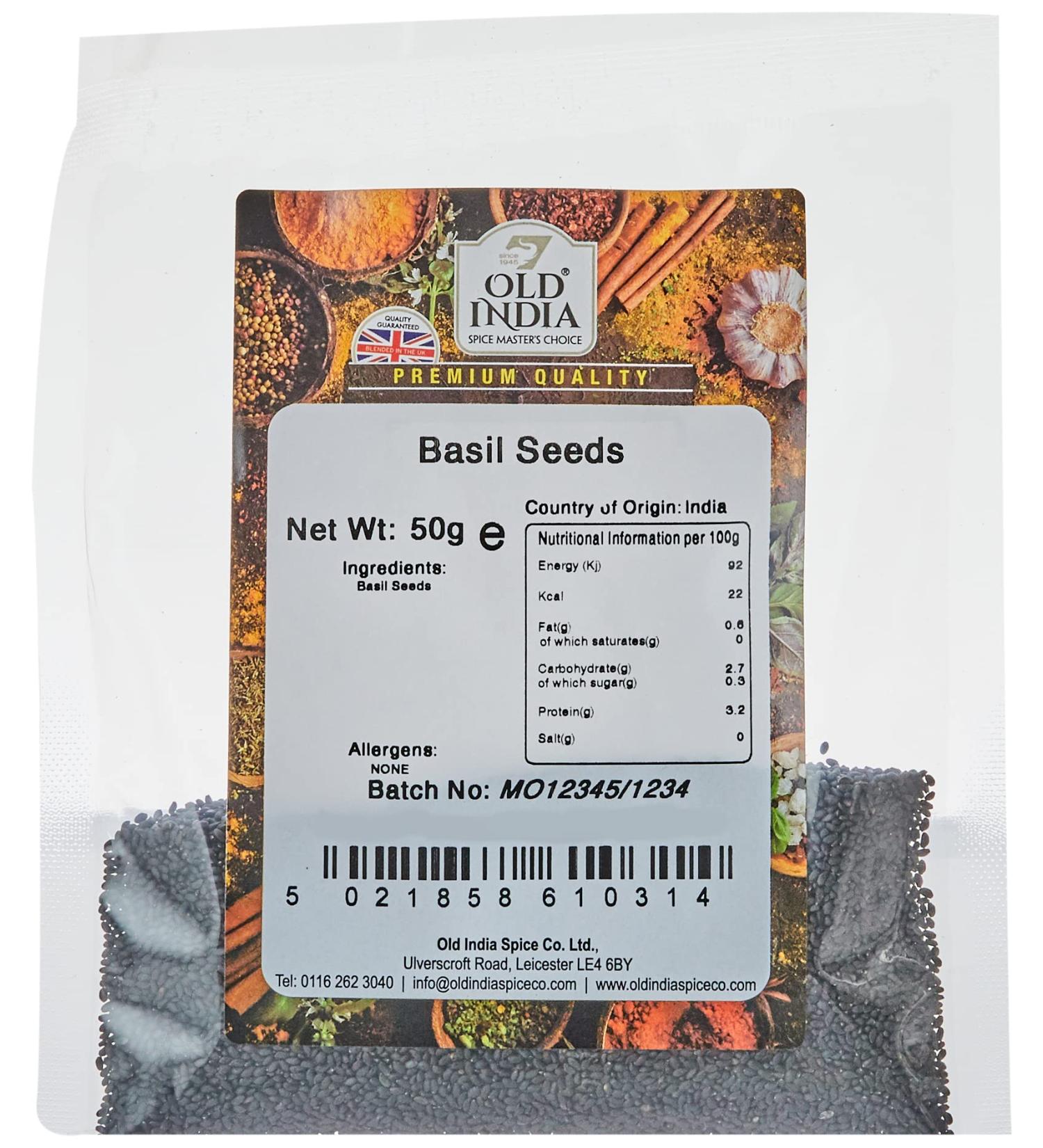 Old India Basil Seeds 50g - Premium Quality Herbal Superfood - Buy Online on GoSupps.com
