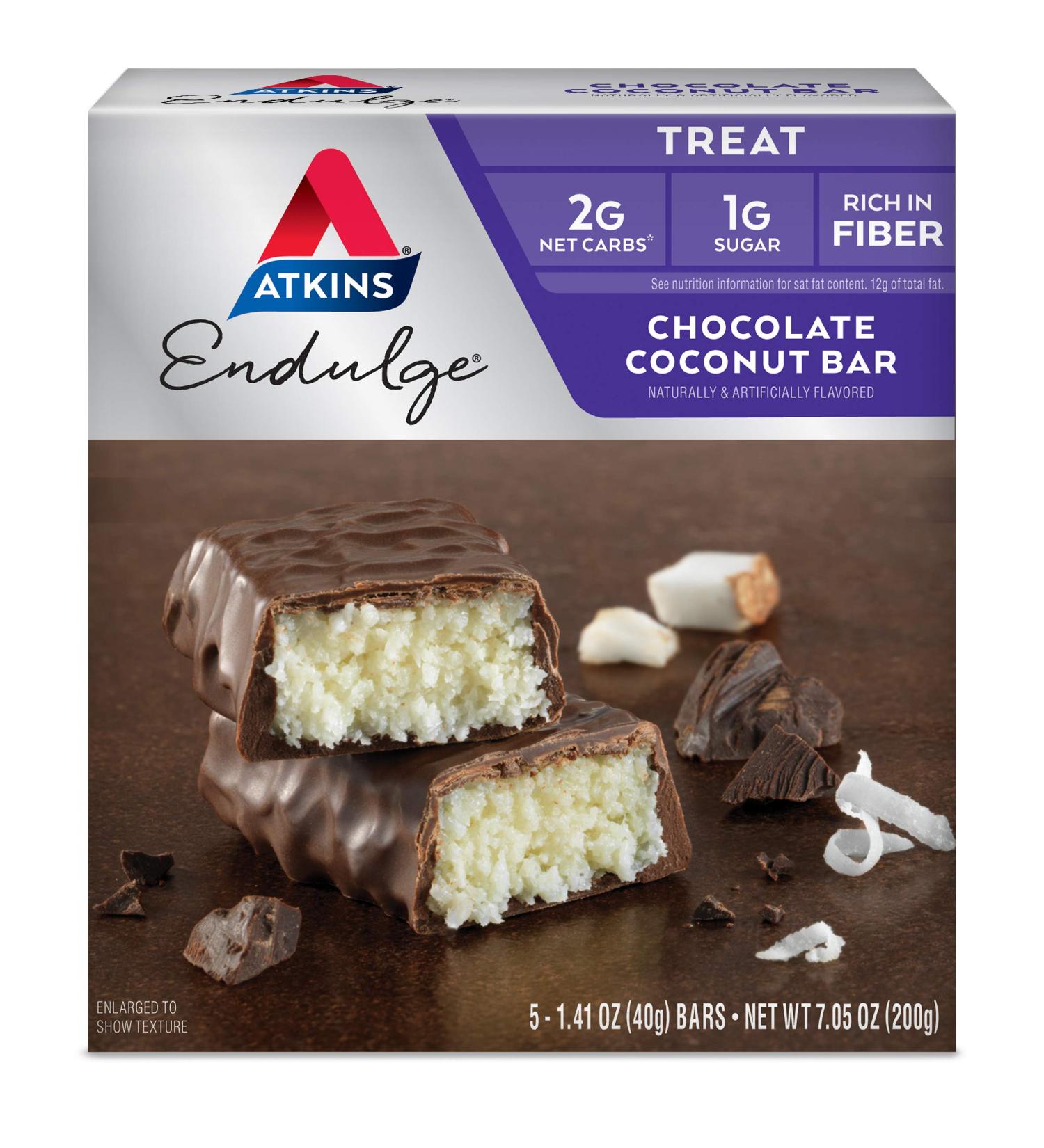 Atkins Endulge Chocolate Coconut Bar 5-pack - Keto Friendly - Buy Online on GoSupps.com