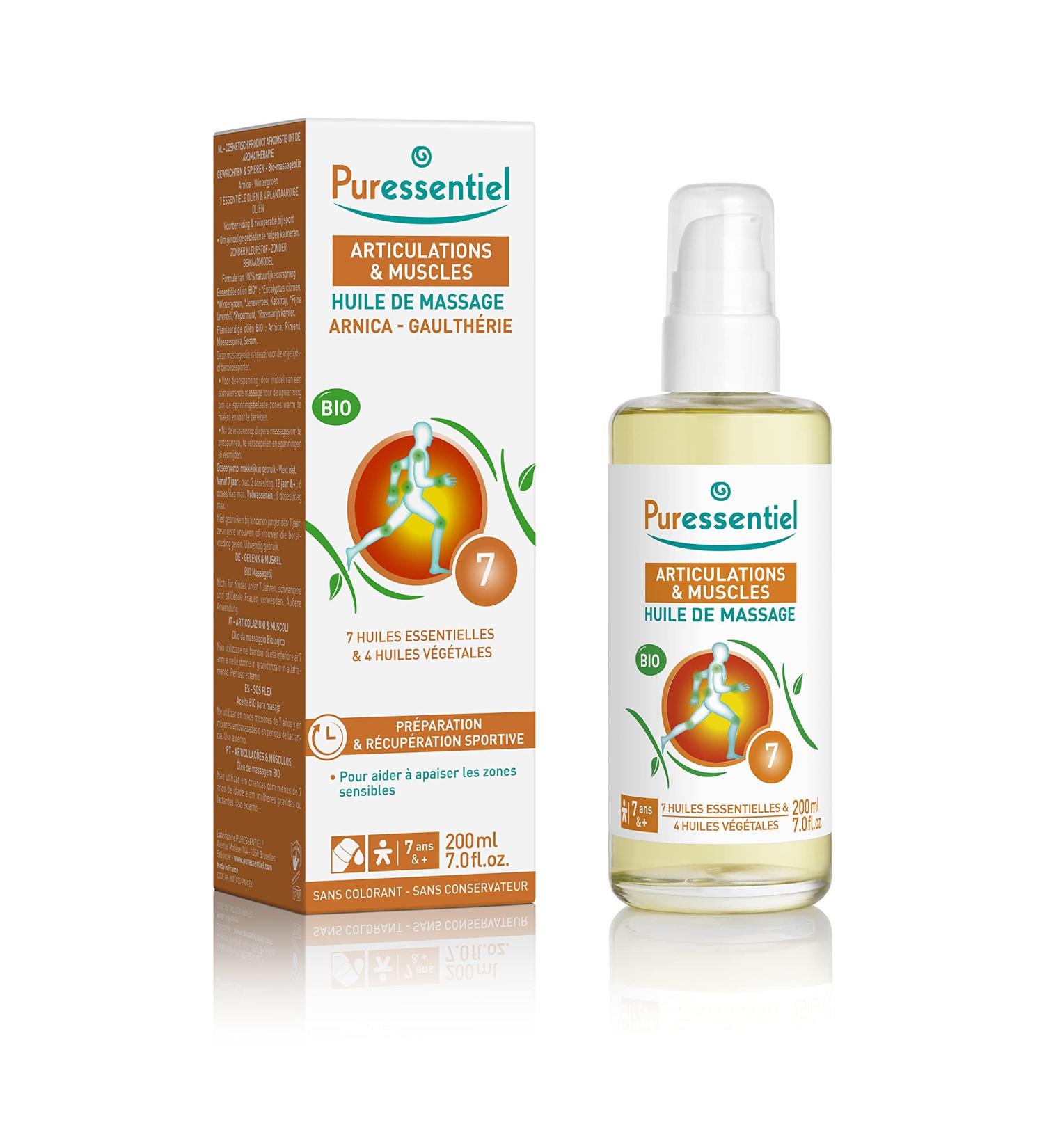 Puressentiel - Joints and Muscles - Organic Massage Oil - Sports Preparation and Recovery - 200ml - Buy Online on GoSupps.com