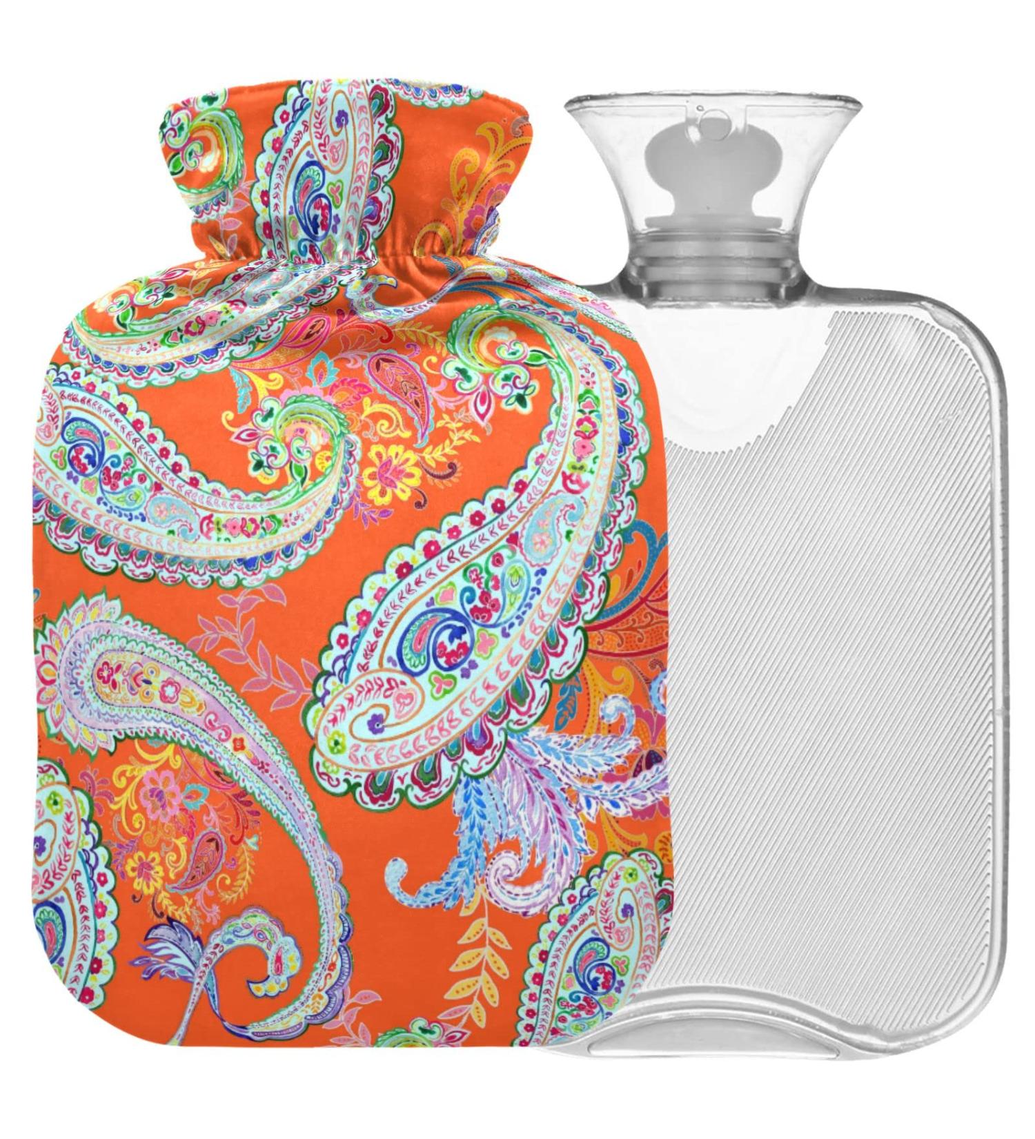 NAANLE 2L Hot Water Bottle - Orange Flower Paisley | Pain Relief for Menstrual Cramps | Heat & Cold Therapy - Buy Online on GoSupps.com