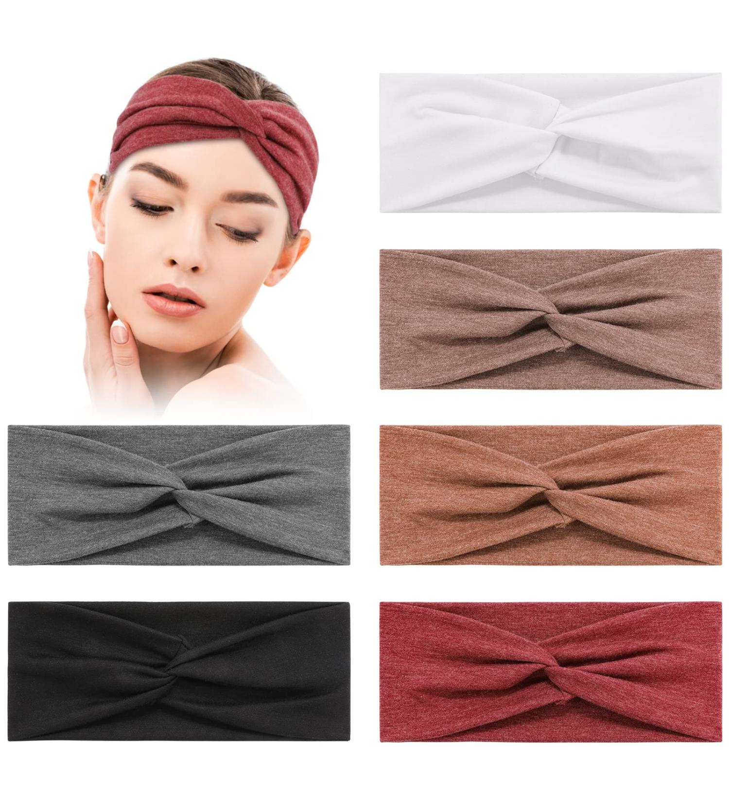 Haukl 6-Pack Cotton Wide Headbands for Women - Perfect for Sports, Yoga, and Workouts - Buy Online on GoSupps.com