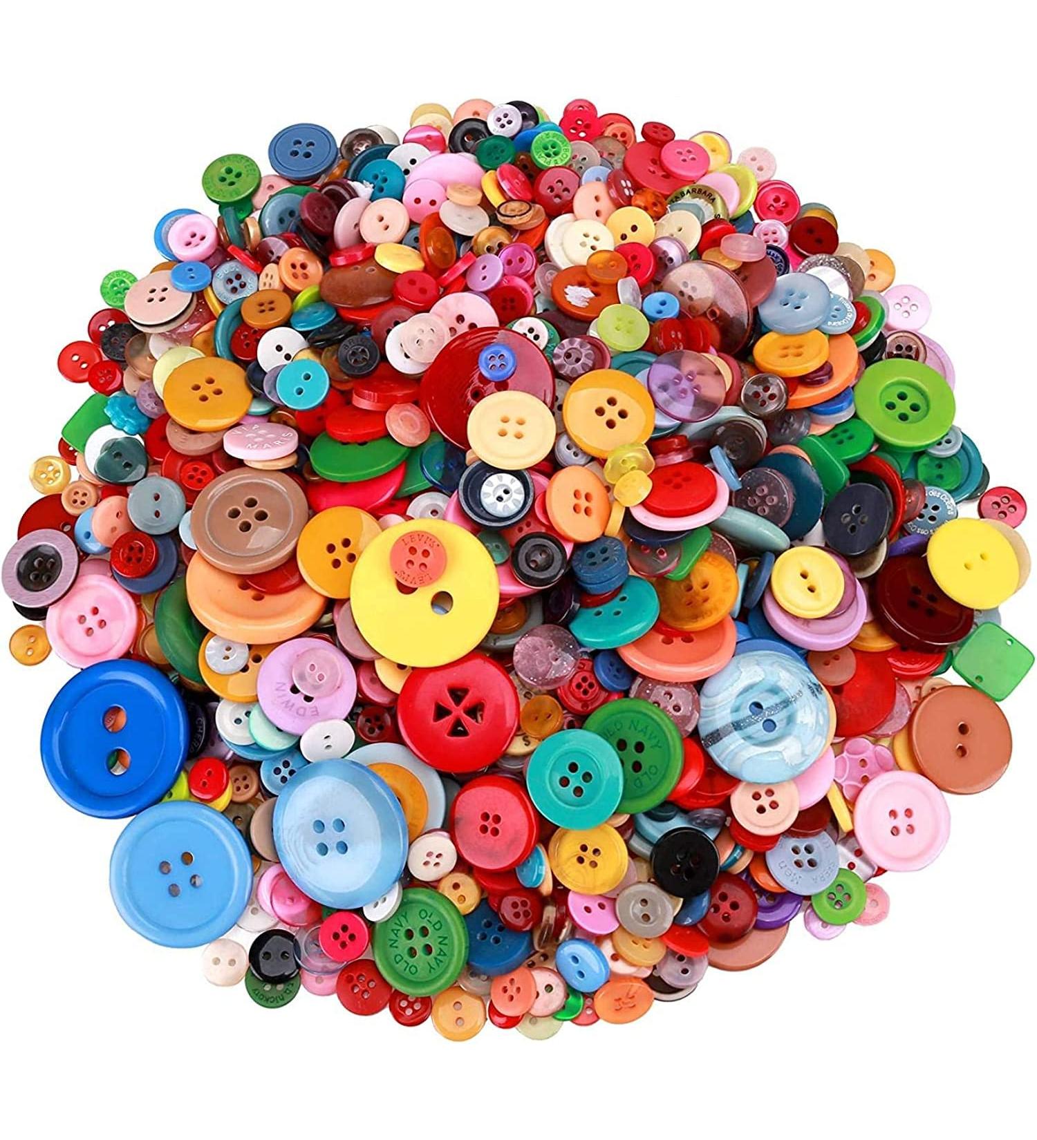 Greentime 1500 pcs Round Resin Buttons Mixed Color Assorted Sizes for Crafts Sewing DIY Manual Button Painting DIY Handmade Ornament Buttons  2 Holes and 4 Holes - Buy Online on GoSupps.com