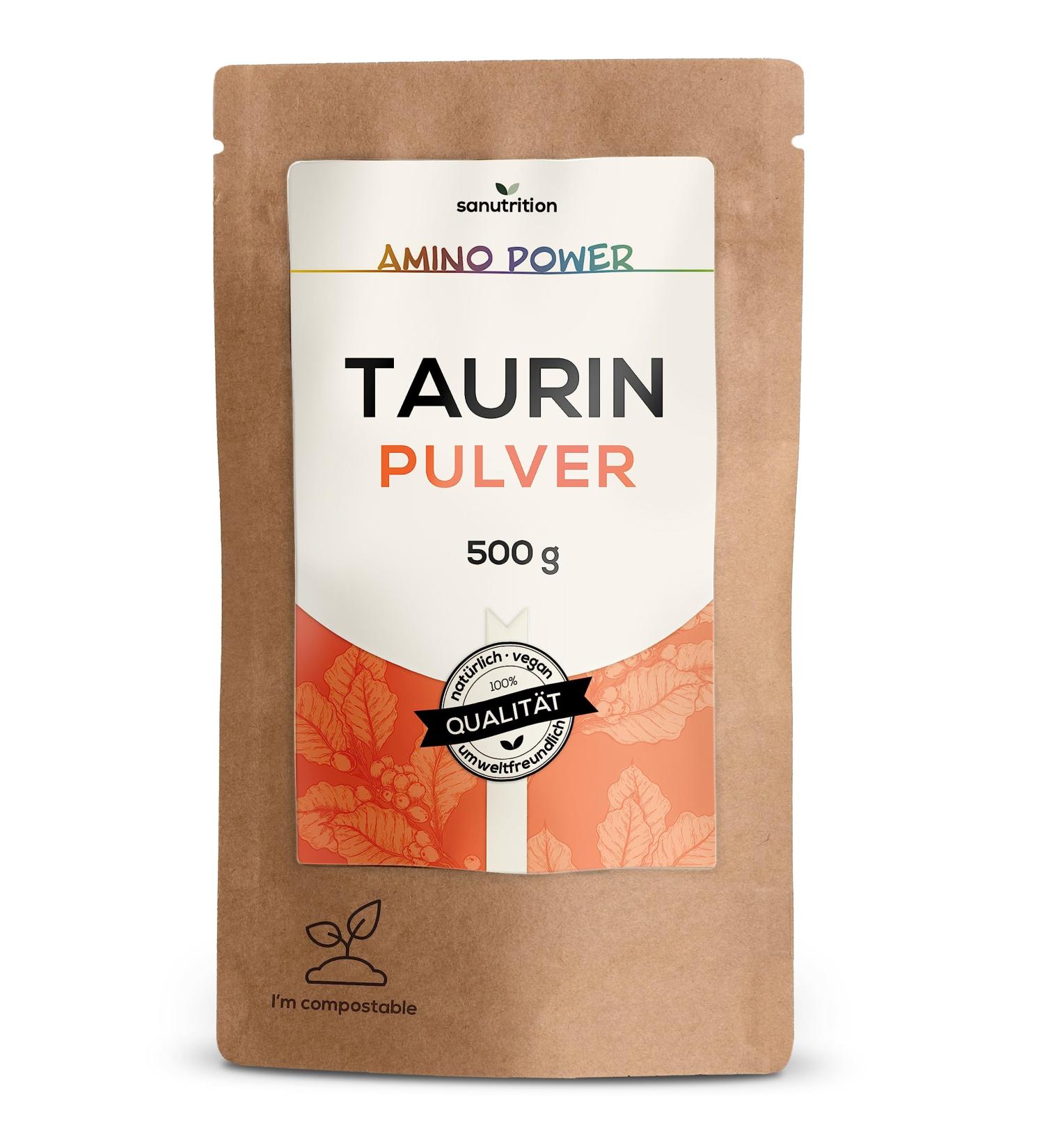 Taurine Powder 500g | 100% Pure Vegan | Laboratory Tested Quality from Austria | Sanutrition - Buy Online on GoSupps.com