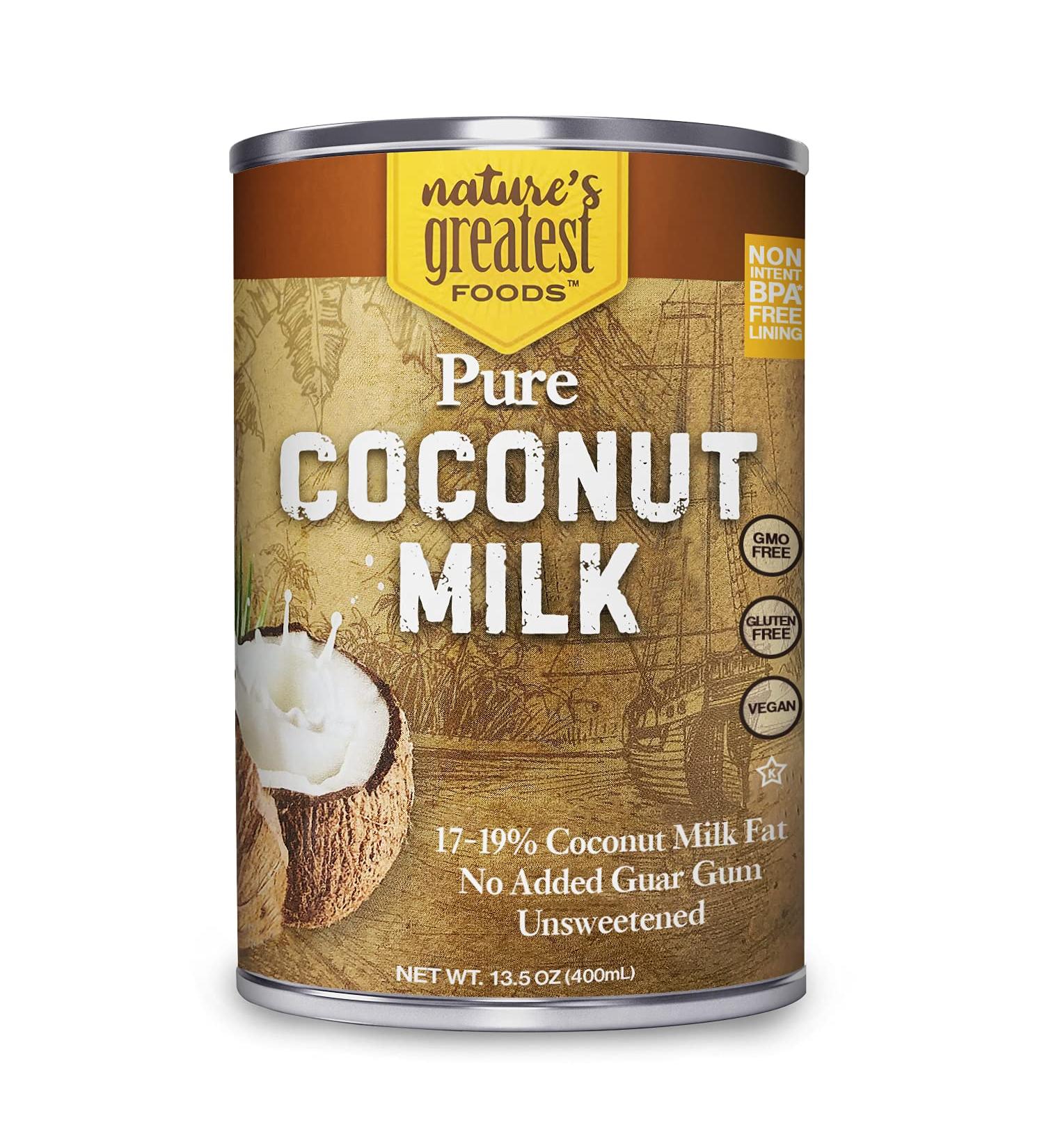 Natures Greatest Foods Pure Coconut Milk - 13.5 Oz (Pack of 12) | Unsweetened, No Guar Gum, Preservatives | Gluten Free, Vegan, Kosher - 17-19% Fat - Buy Online on GoSupps.com