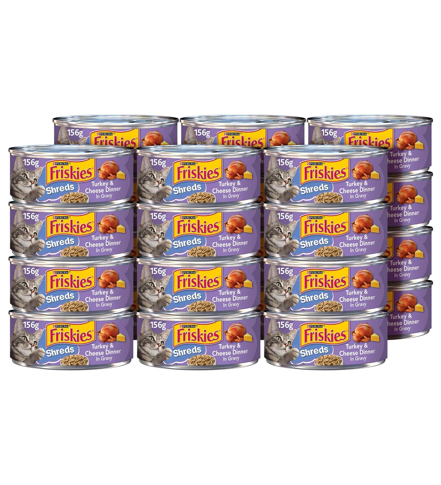 Purina Friskies Indoor Adult Wet Cat Food - 24-Pack Turkey & Cheese 5.5 oz Cans - Buy Online on GoSupps.com