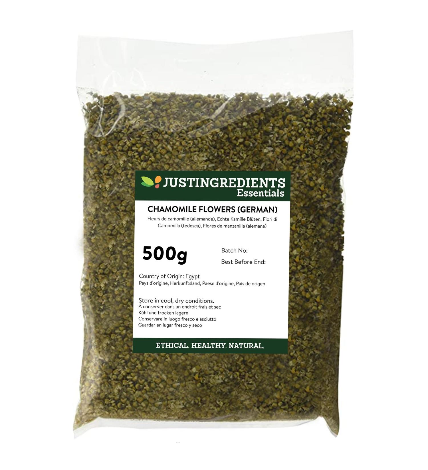 JustIngredients Essentials Chamomile Flowers German 500 g - Buy Online on GoSupps.com