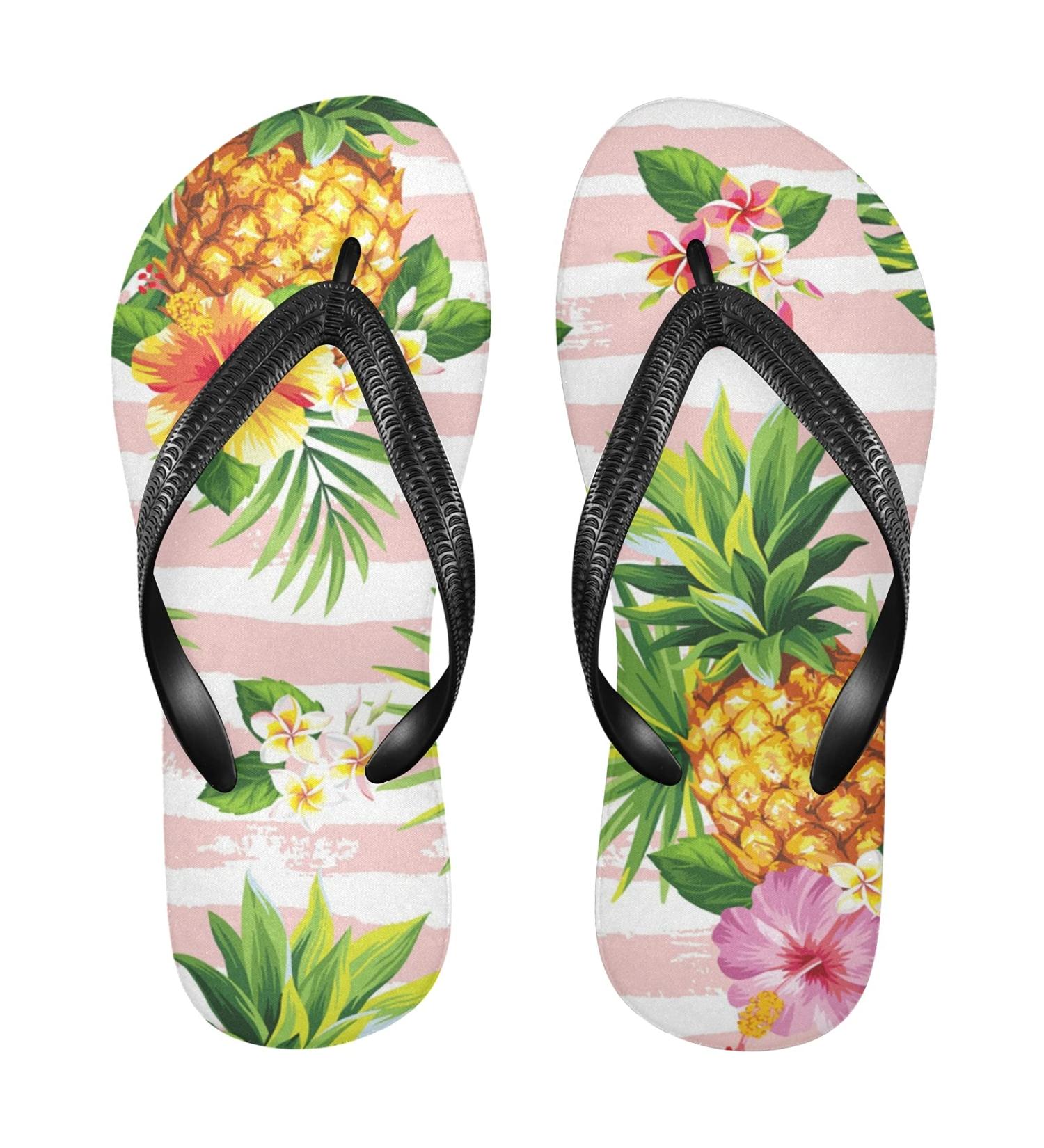 Shop Mnsruu Striped Flip-Flops | Pineapple & Palm Tree Designs | XXL for Men & Women | Perfect for Home Hotel Spa & Travel - Buy Online on GoSupps.com